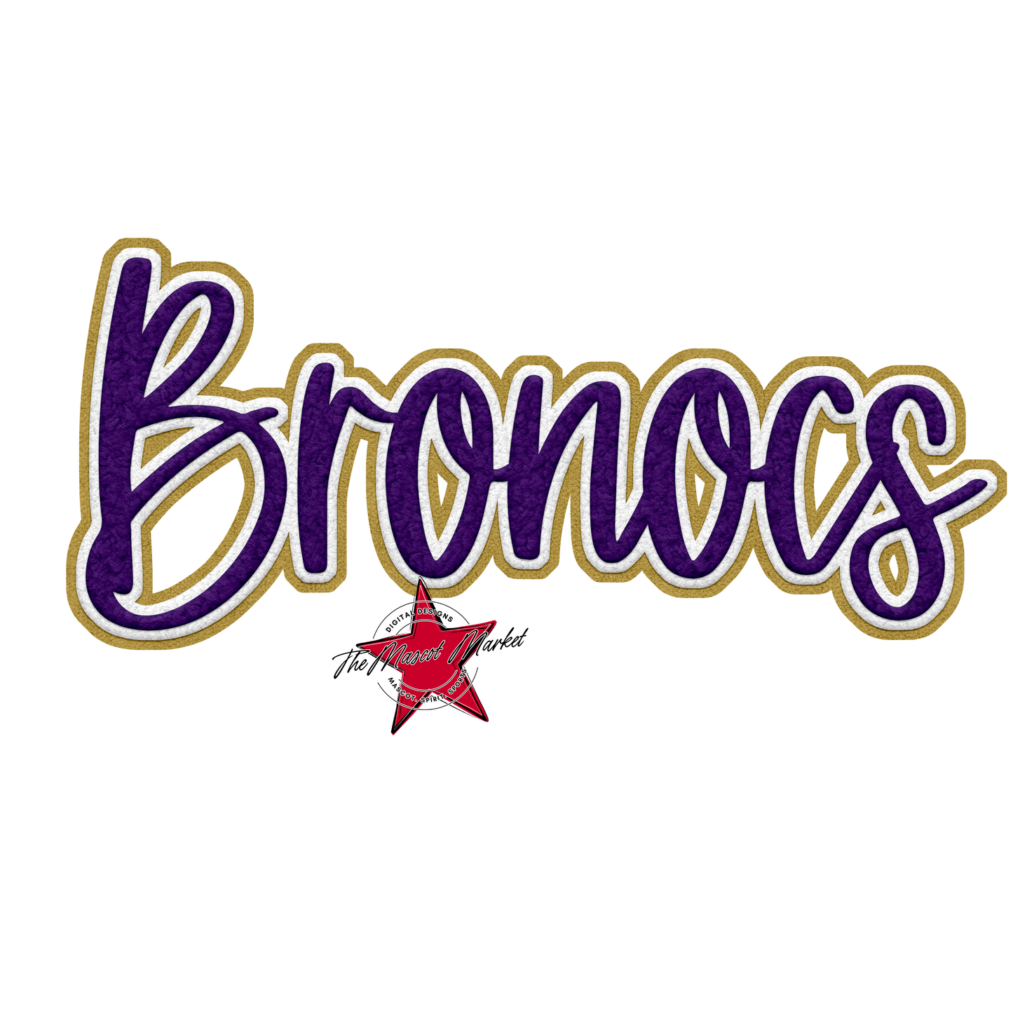 Broncos Faux Chenille Patch-Purple-Gold