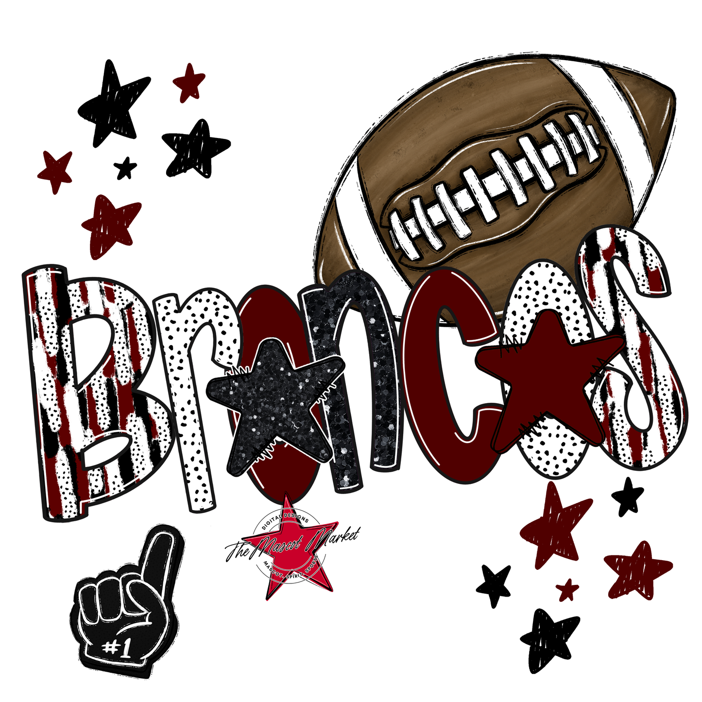 Broncos Football Scrape-Maroon