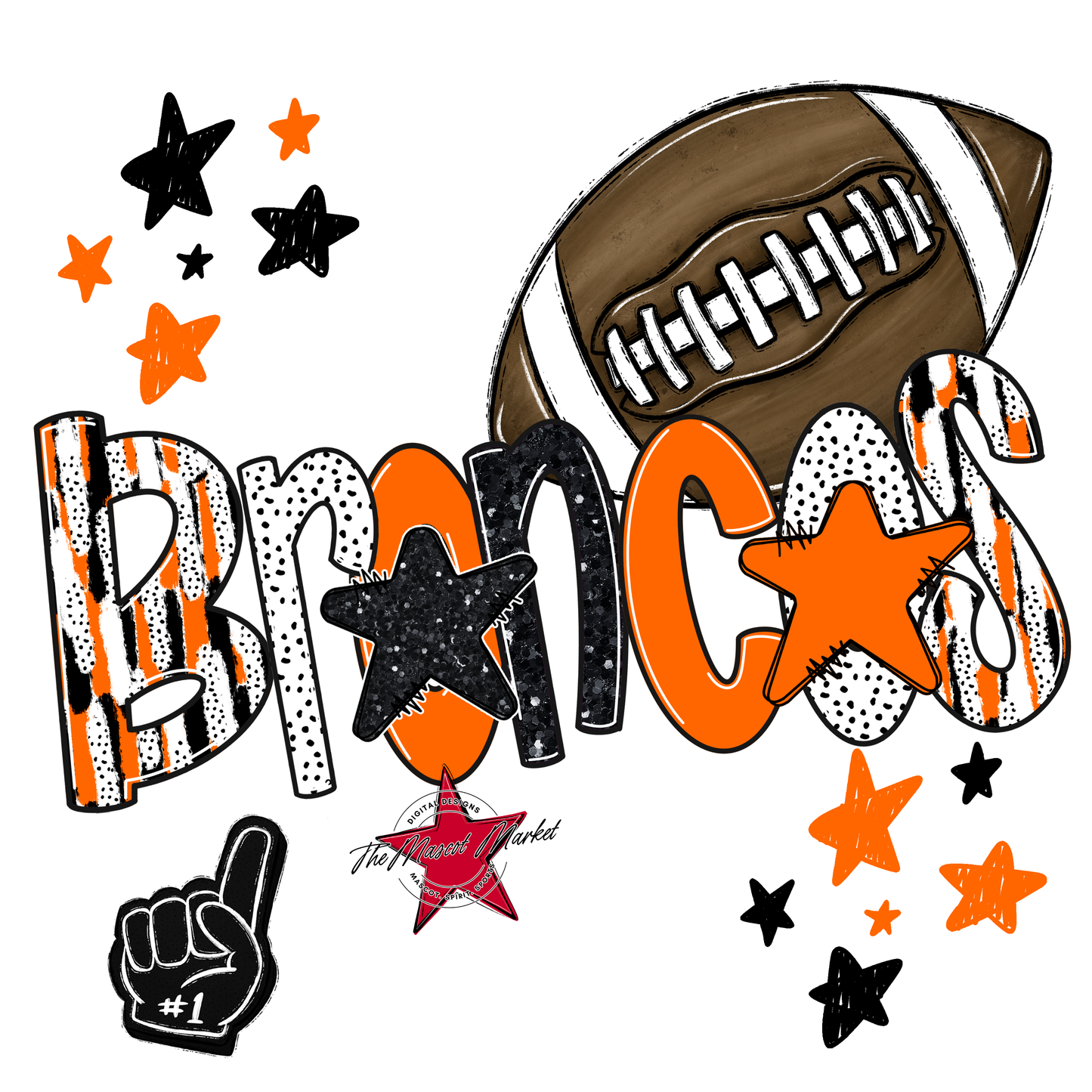 Broncos Football Scrape-Orange