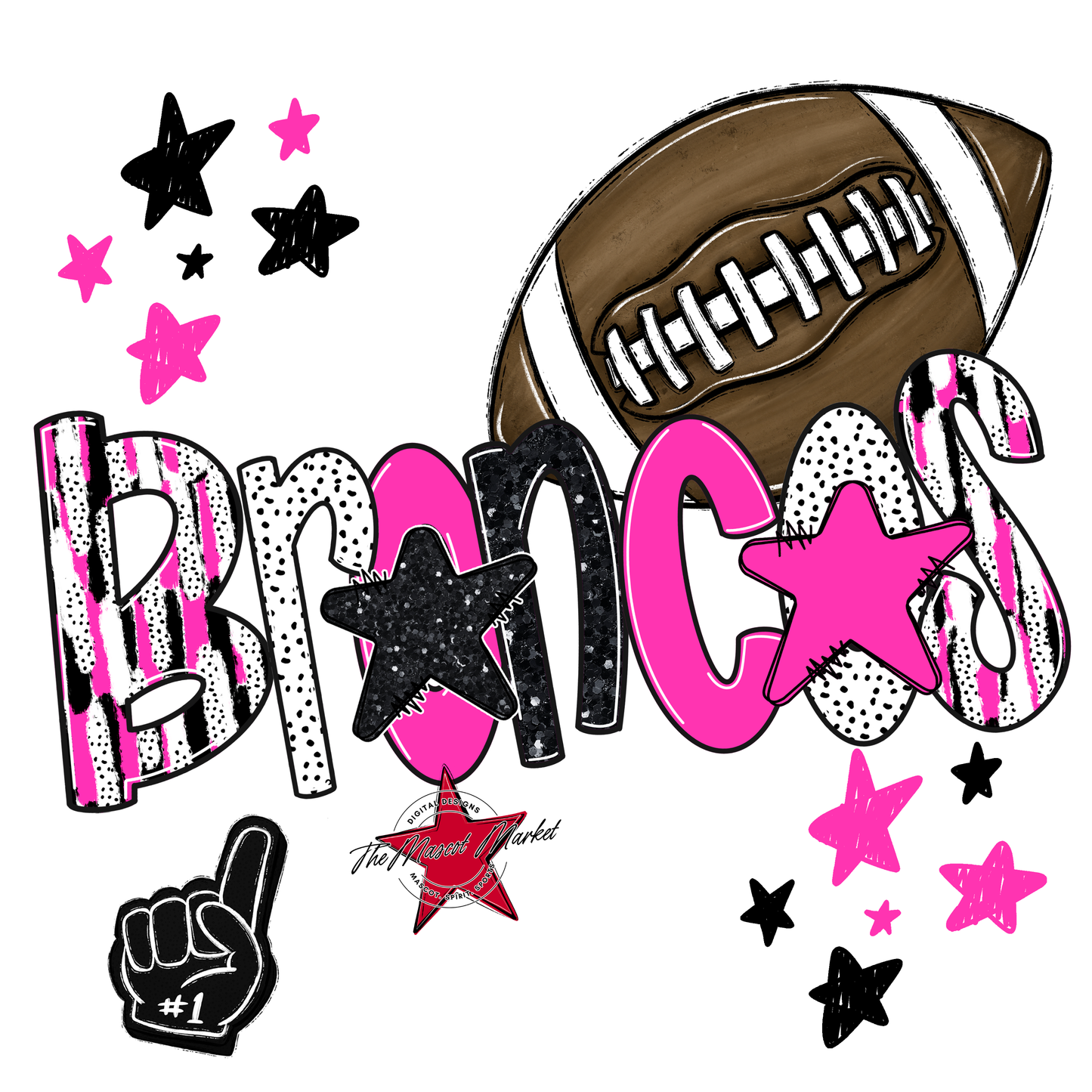 Broncos Football Scrape-Pink