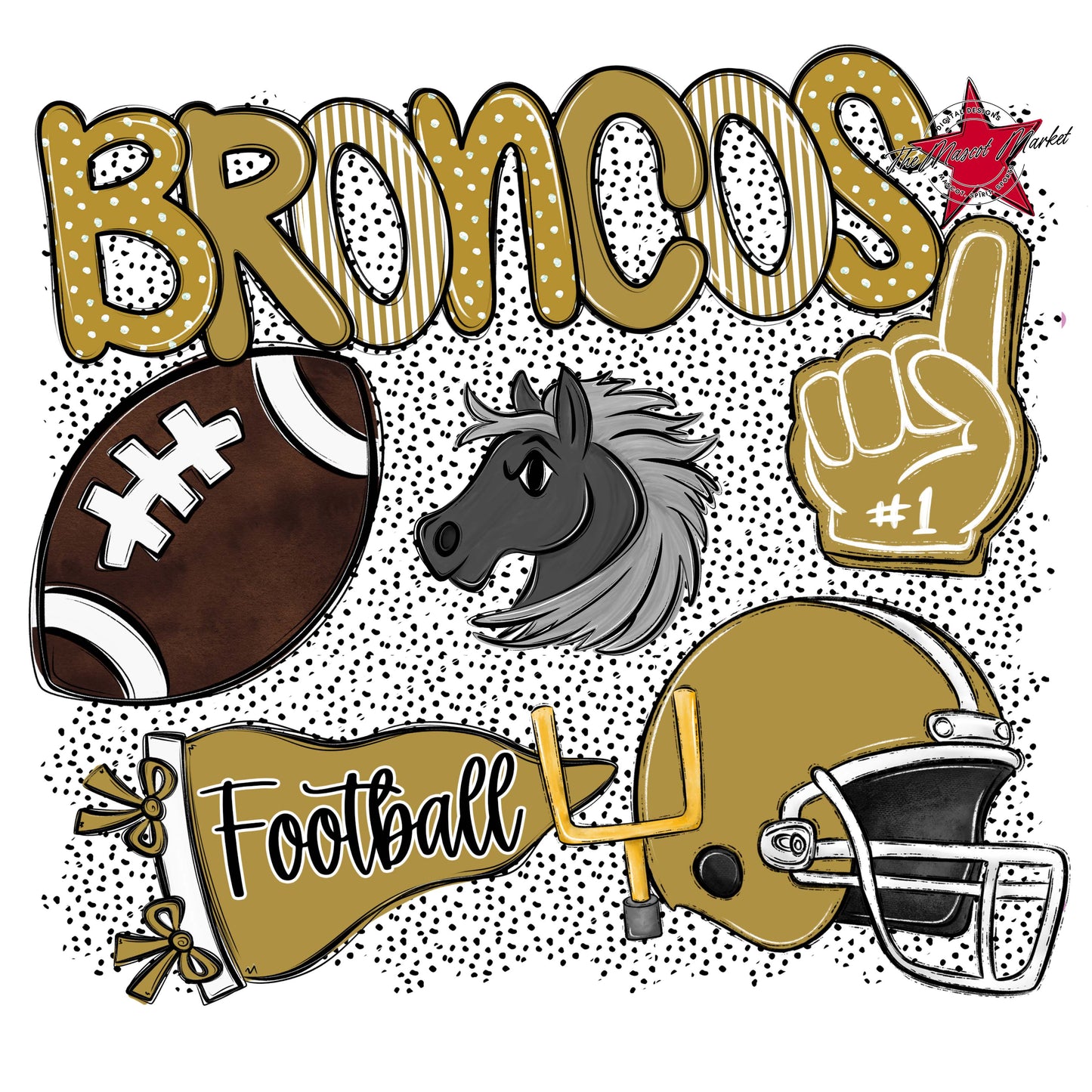 Broncos Football Spirit-Gold