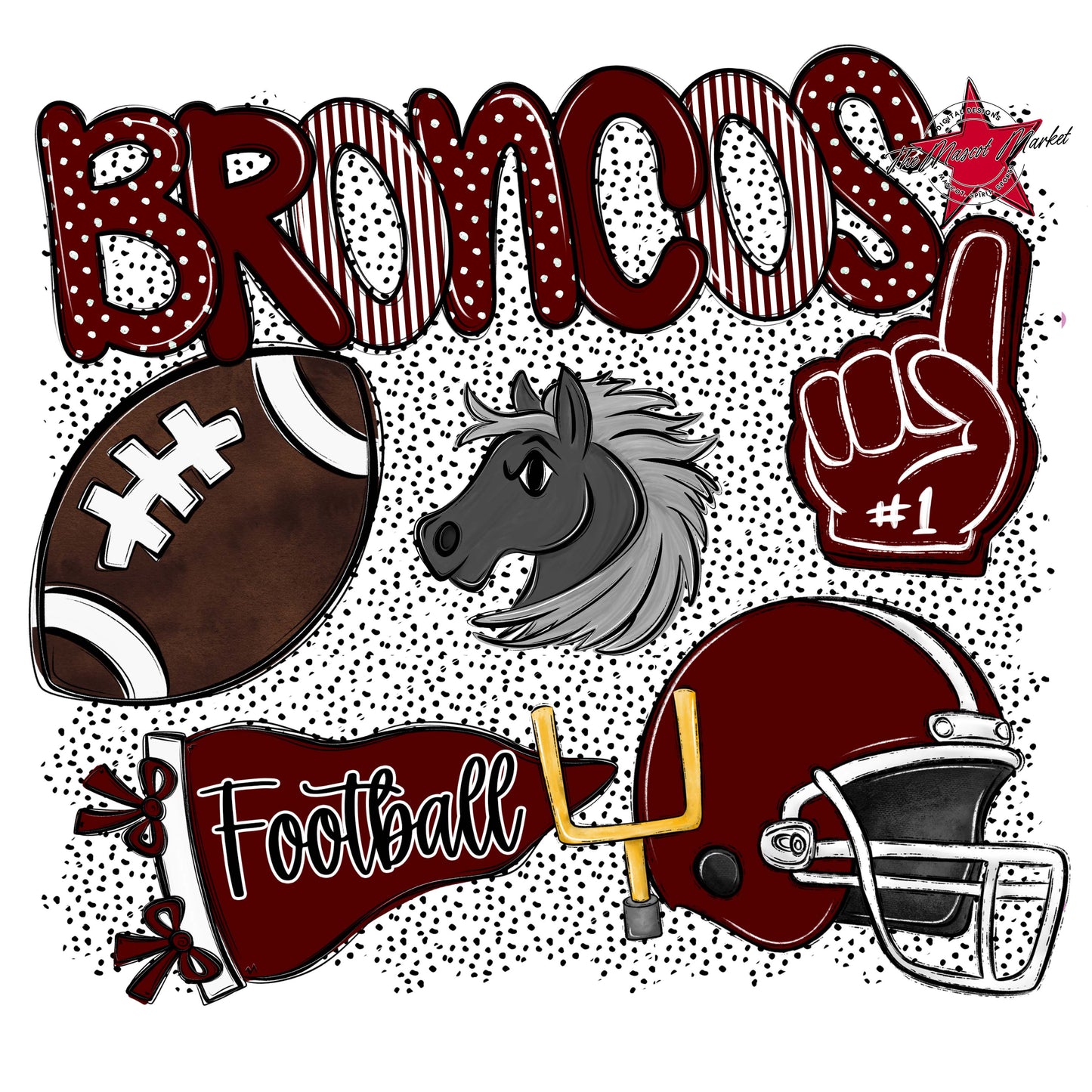 Broncos Football Spirit-Maroon