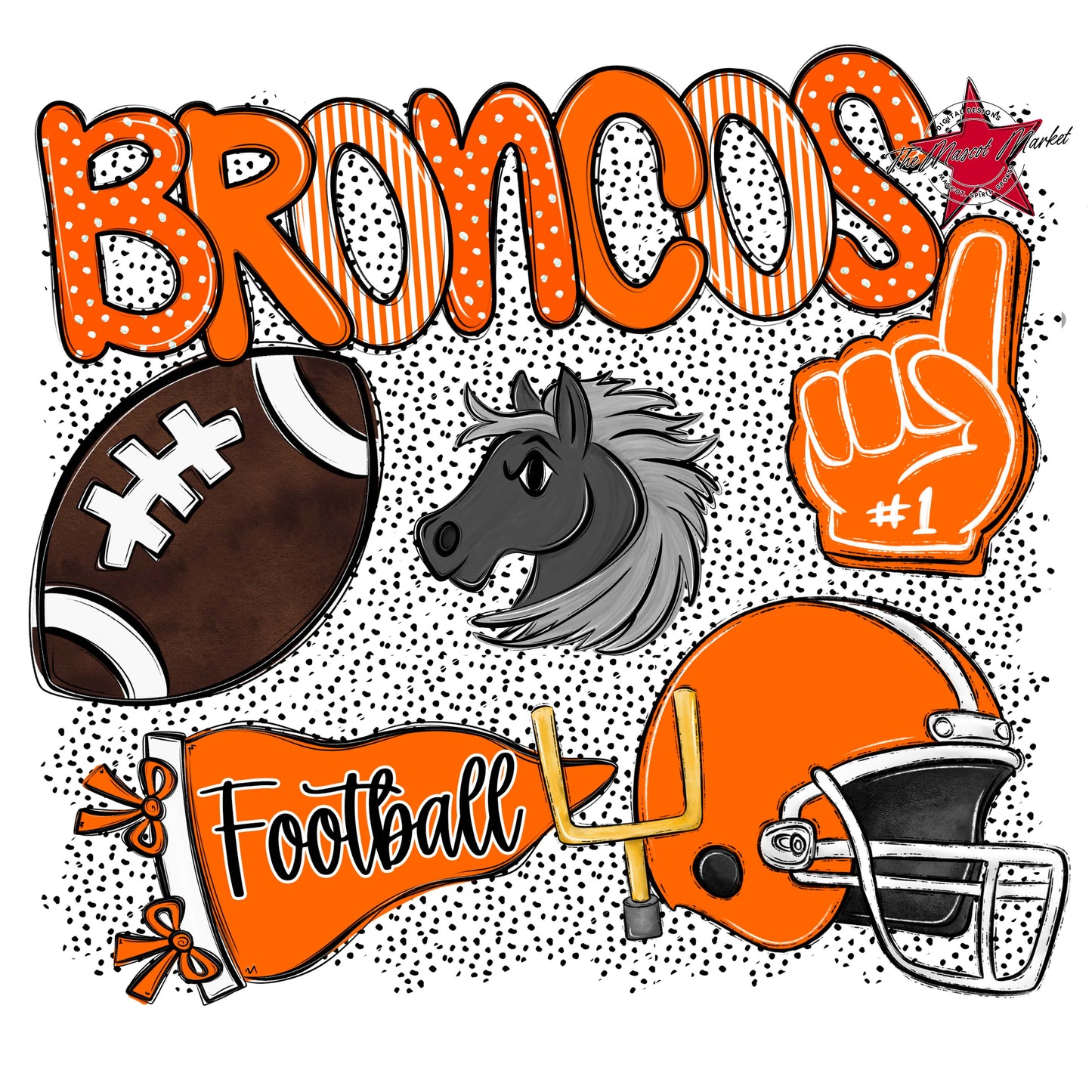 Broncos Football Spirit-Orange
