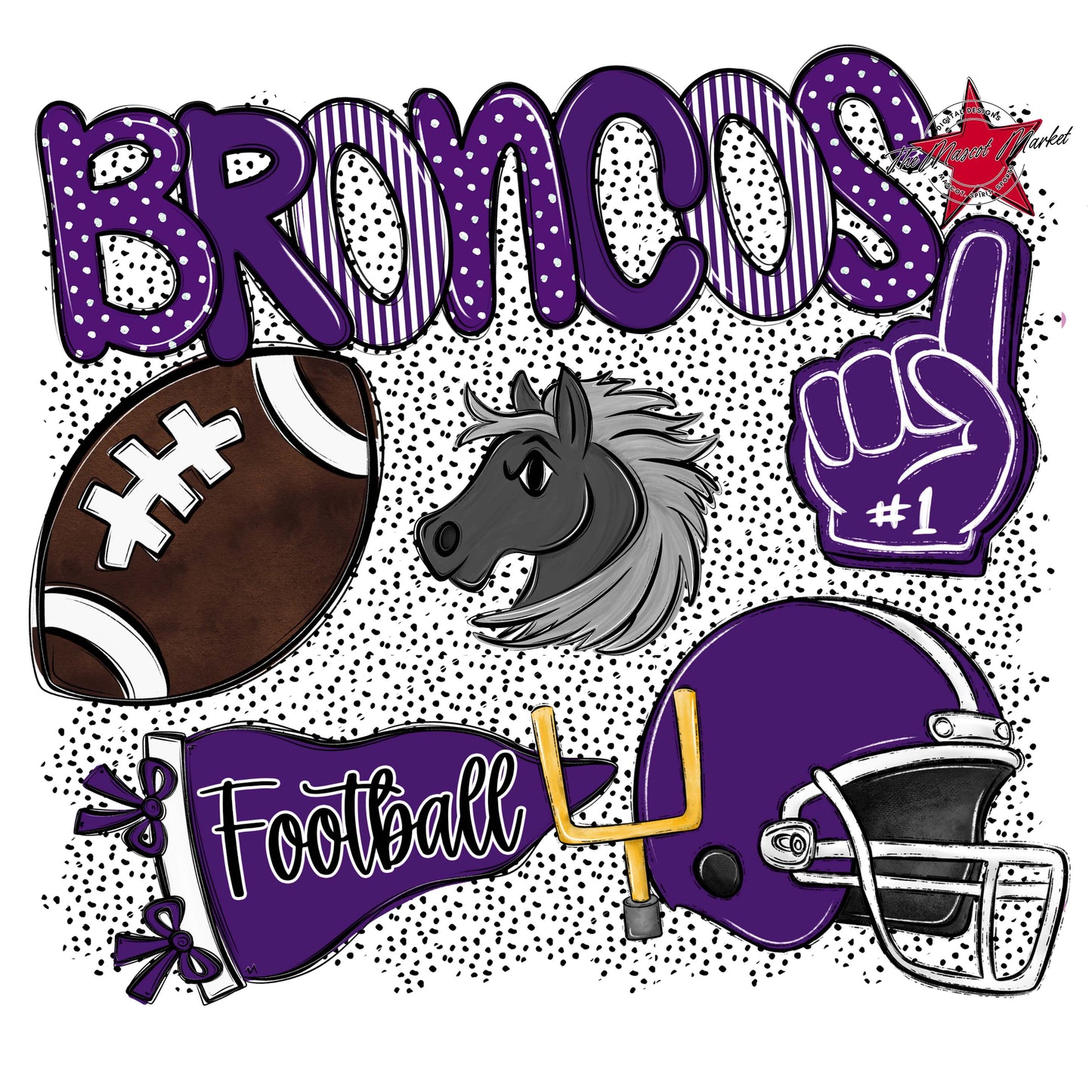 Broncos Football Spirit-Purple