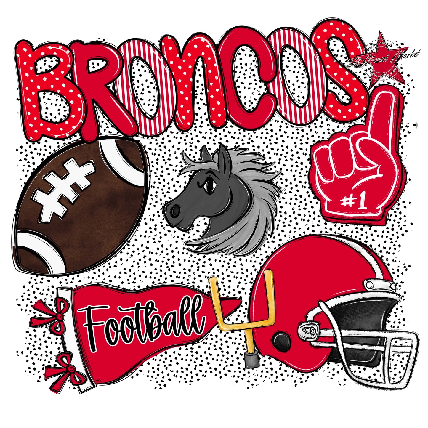 Broncos Football Spirit-Red