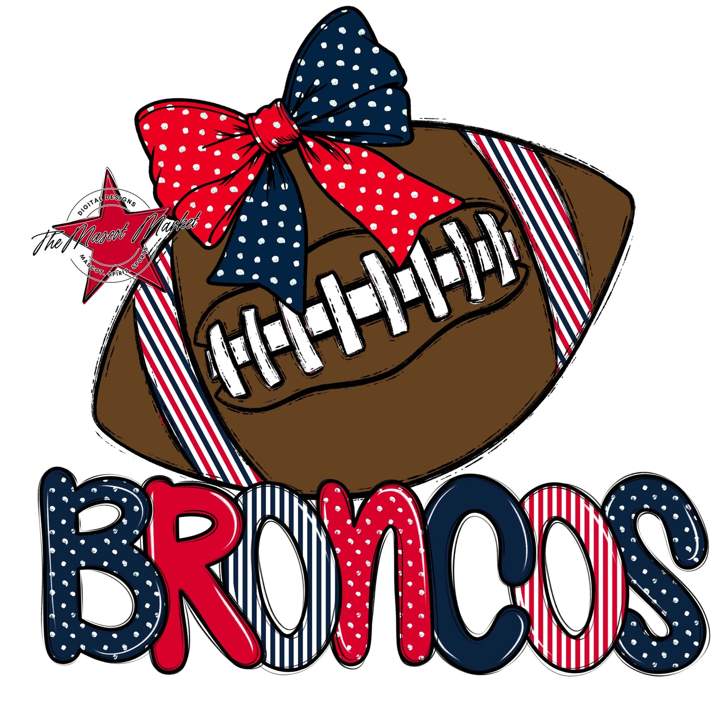 Broncos Football Spirit Design-Navy & Red