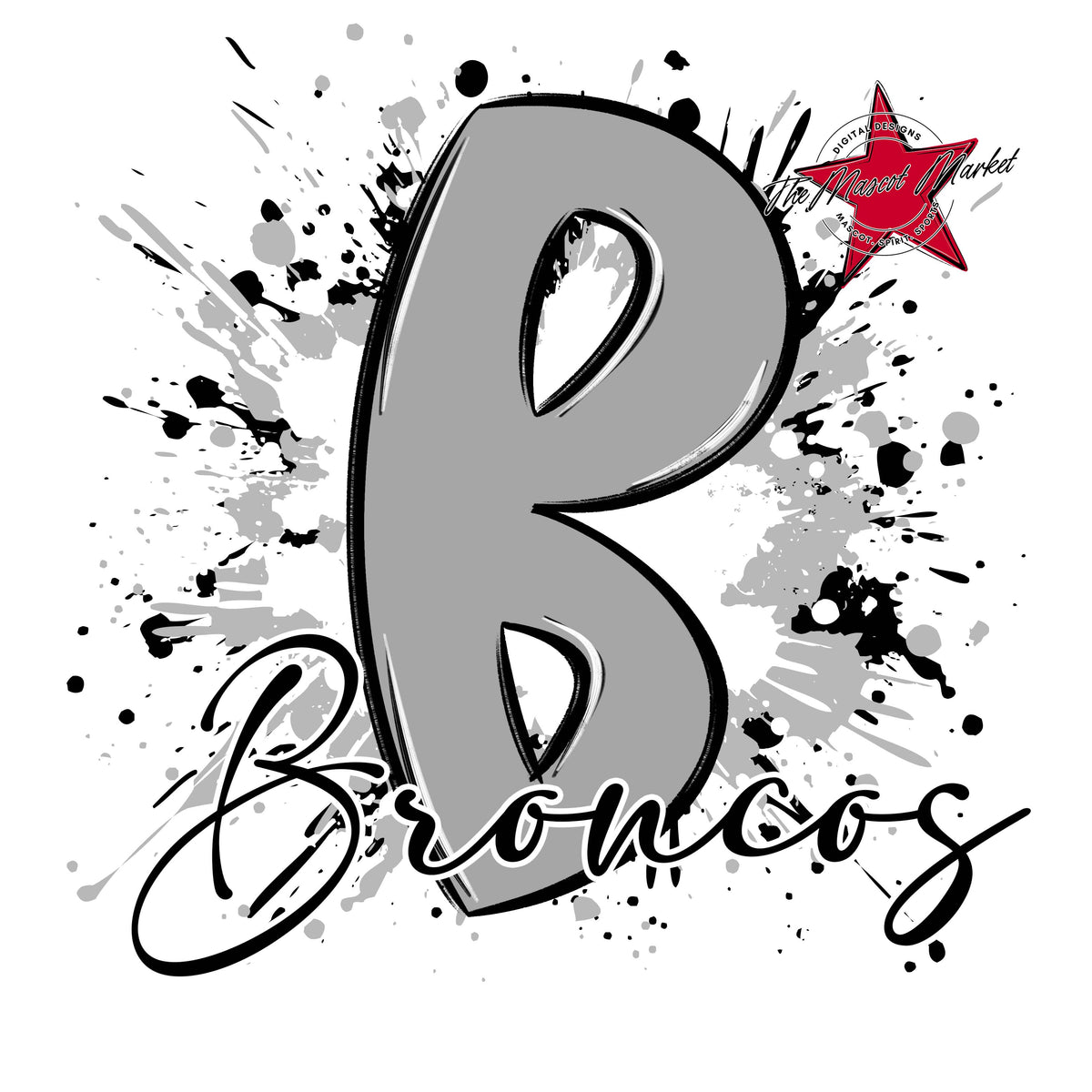Broncos Mascot Splatter-Grey