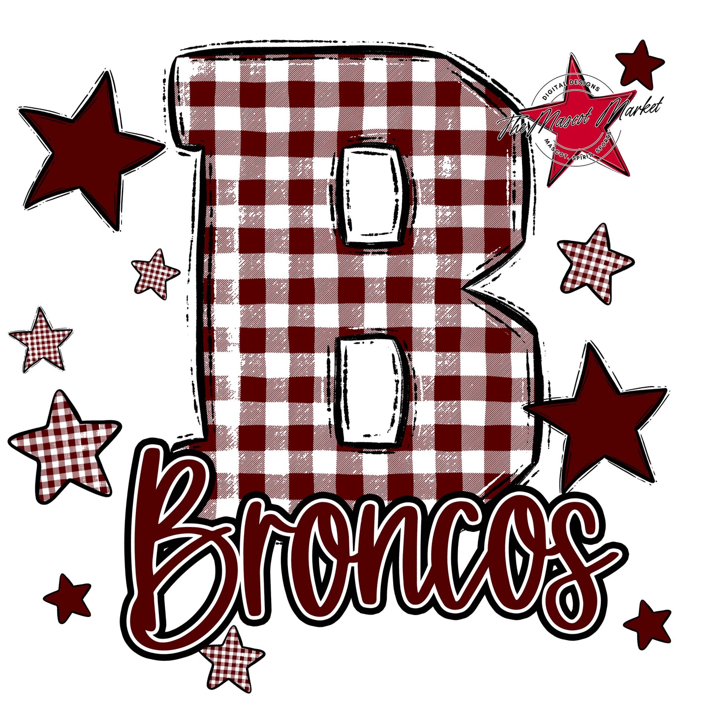 Broncos Plaid Star Design-Maroon