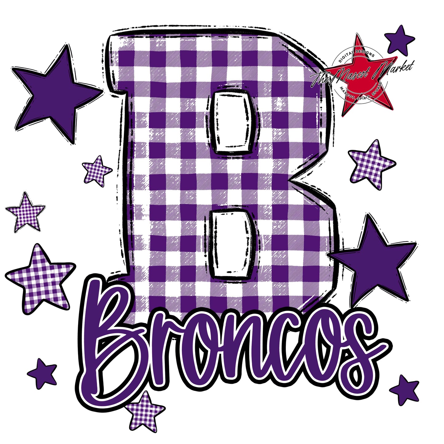 Broncos Plaid Star Design-Purple