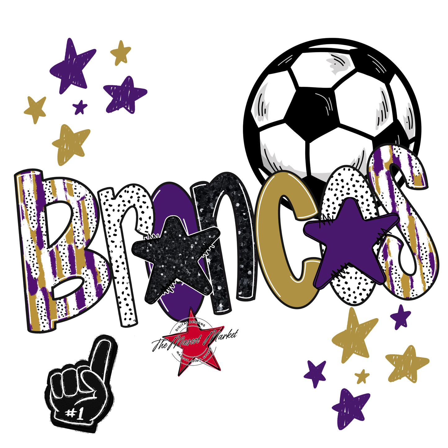 Broncos Soccer Scrape-Purple-Gold