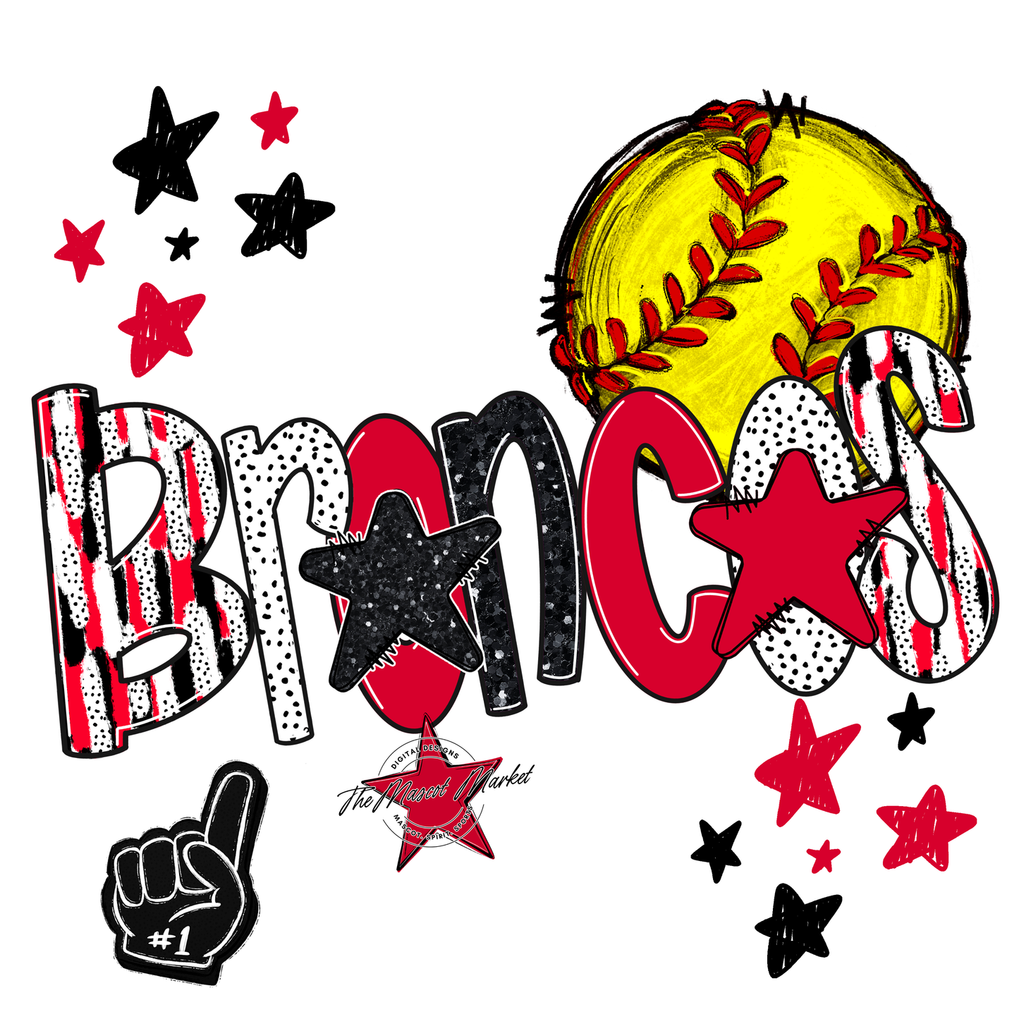 Broncos Softball Scrape-Red