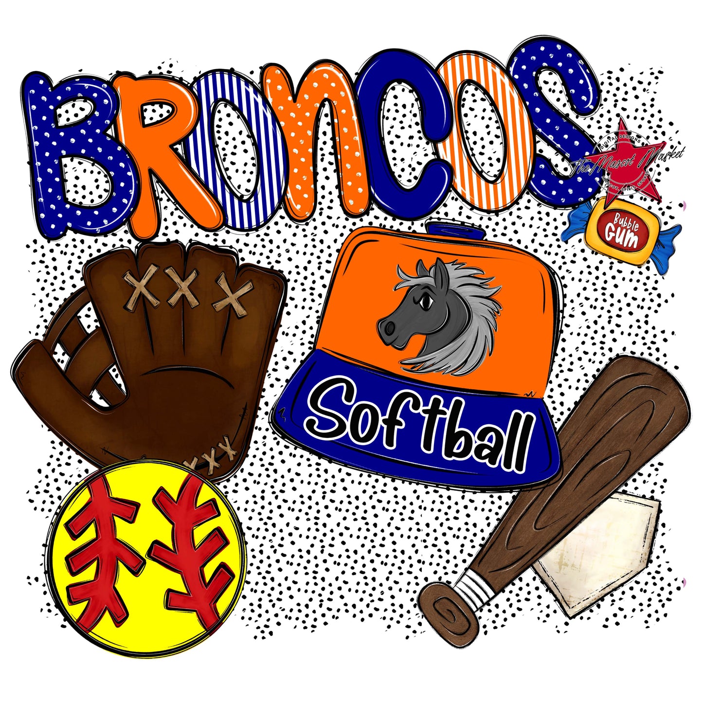 Broncos Softball Spirit-Blue & Orange