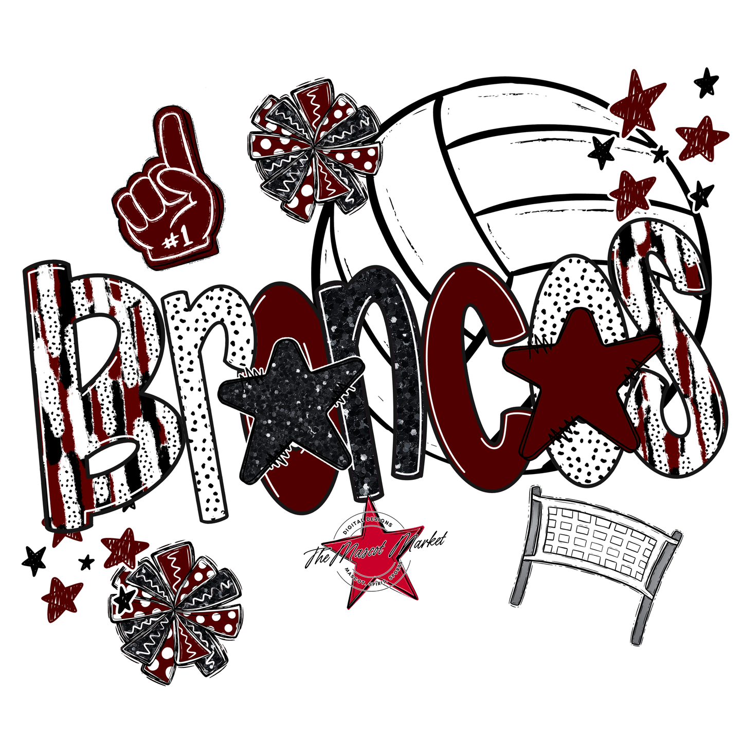 Broncos Volleyball Scrape-Maroon