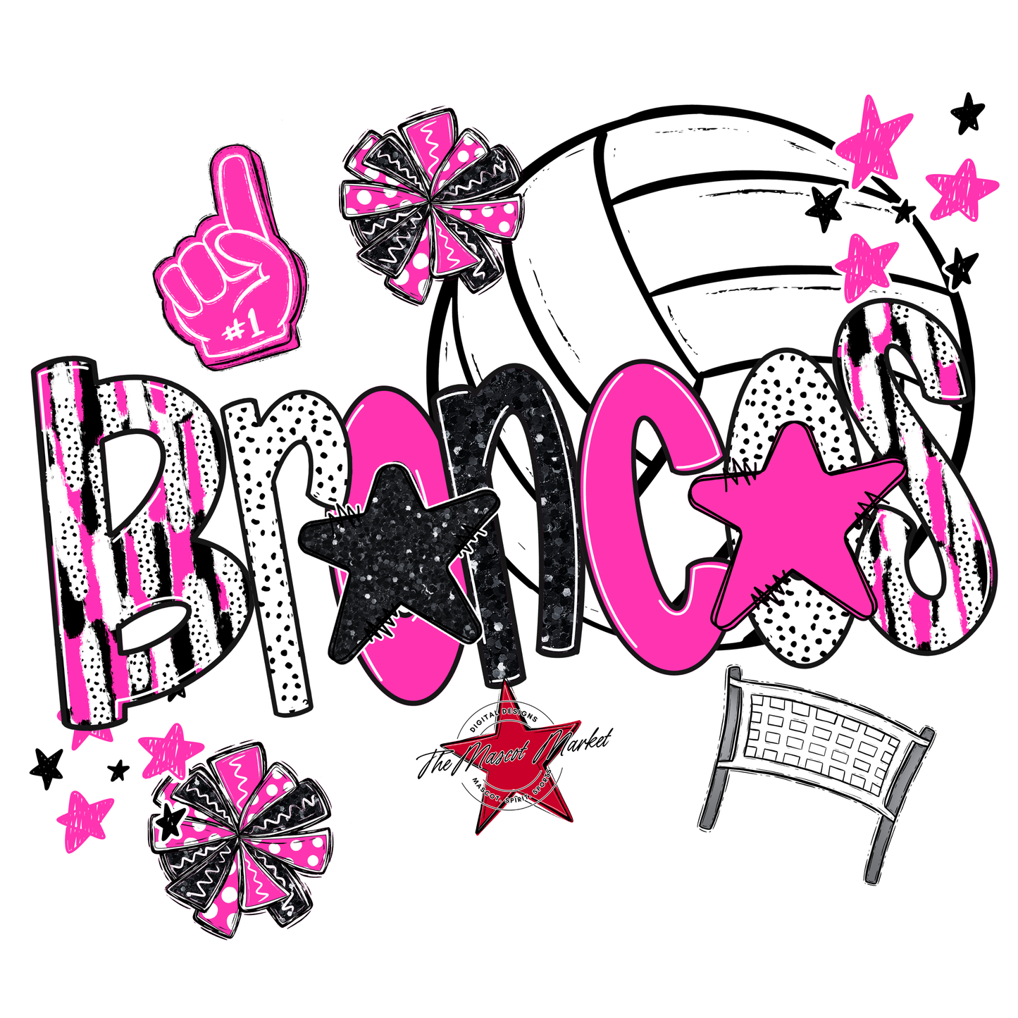 Broncos Volleyball Scrape-Pink