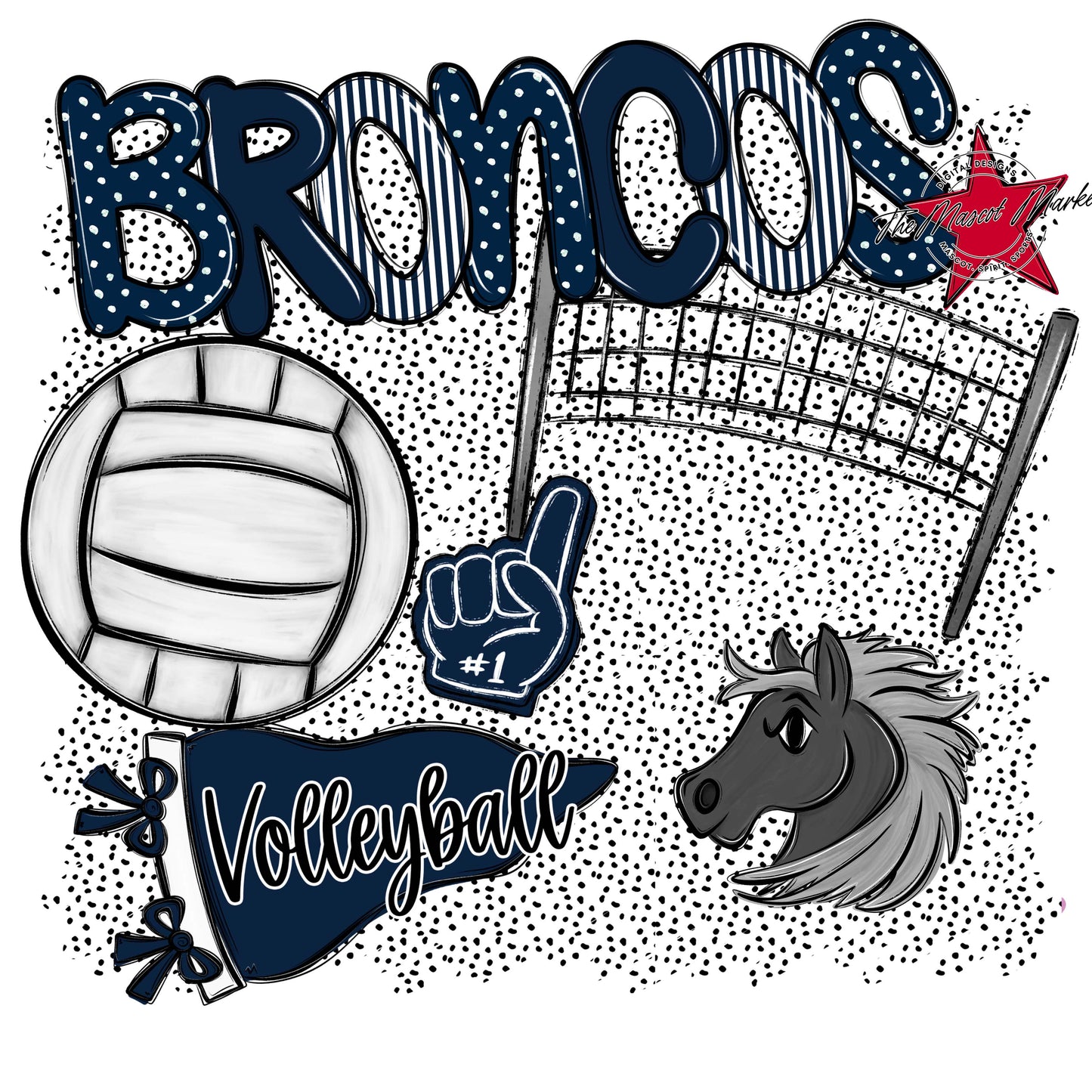 Broncos Volleyball Spirit-Navy