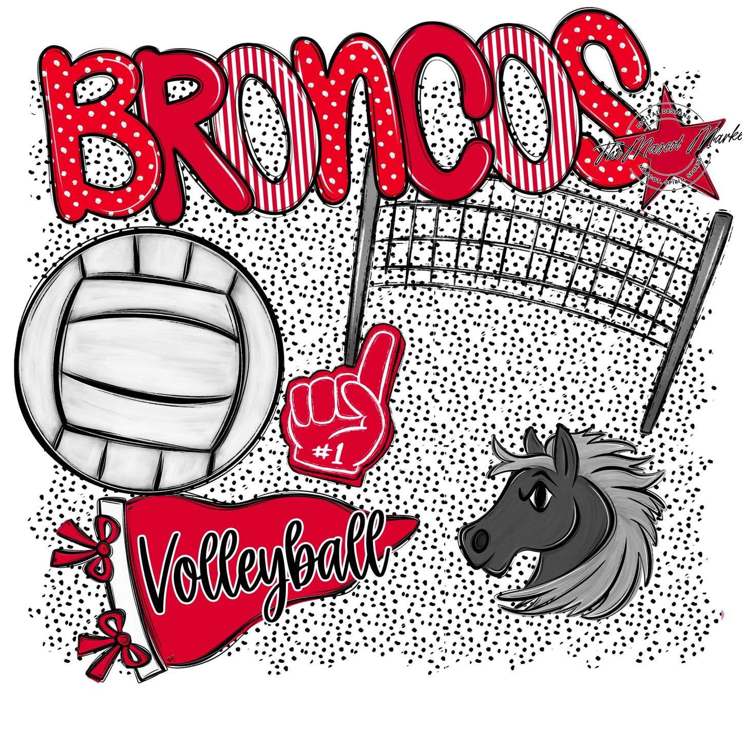 Broncos Volleyball Spirit-Red