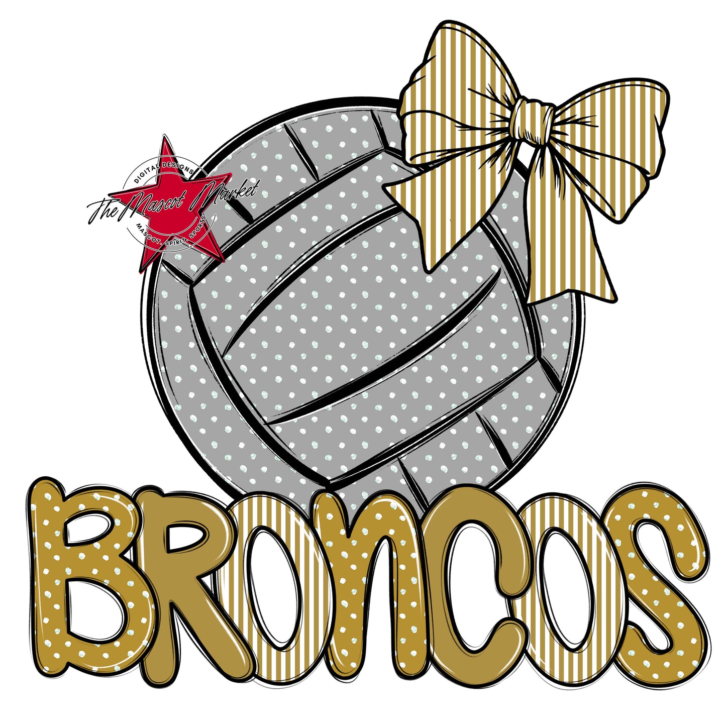 Broncos Volleyball Spirit Design-Gold