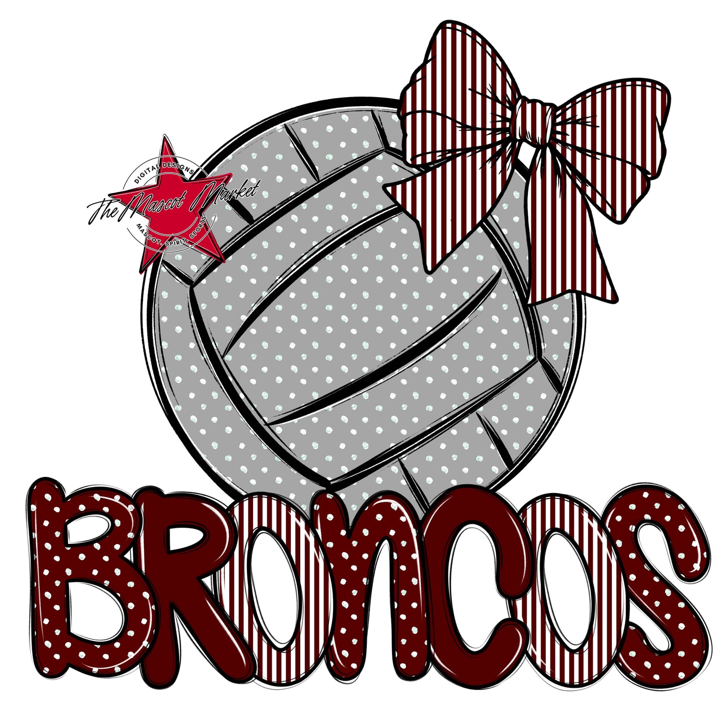 Broncos Volleyball Spirit Design-Maroon