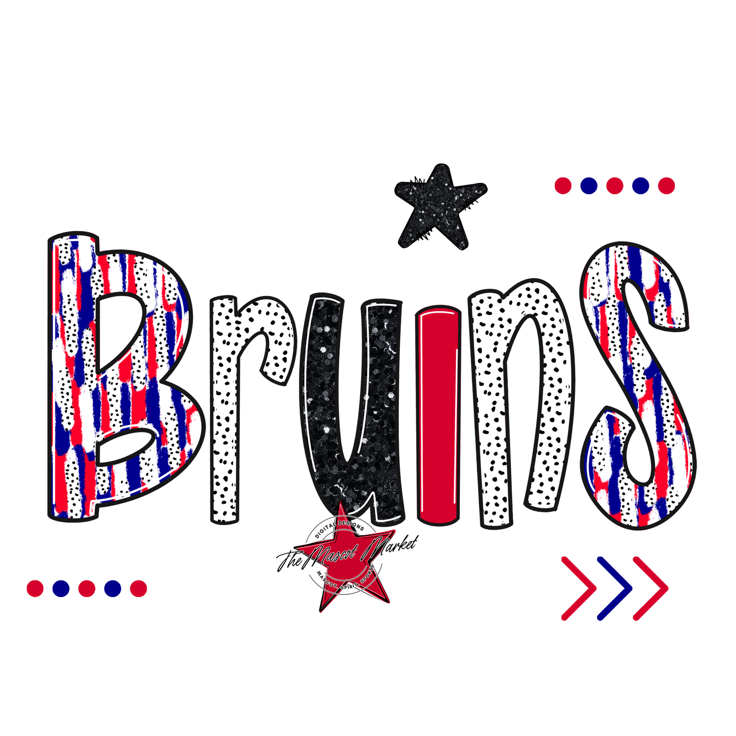 Bruins Brushstroke Alpha w Arrows-Blue-Red