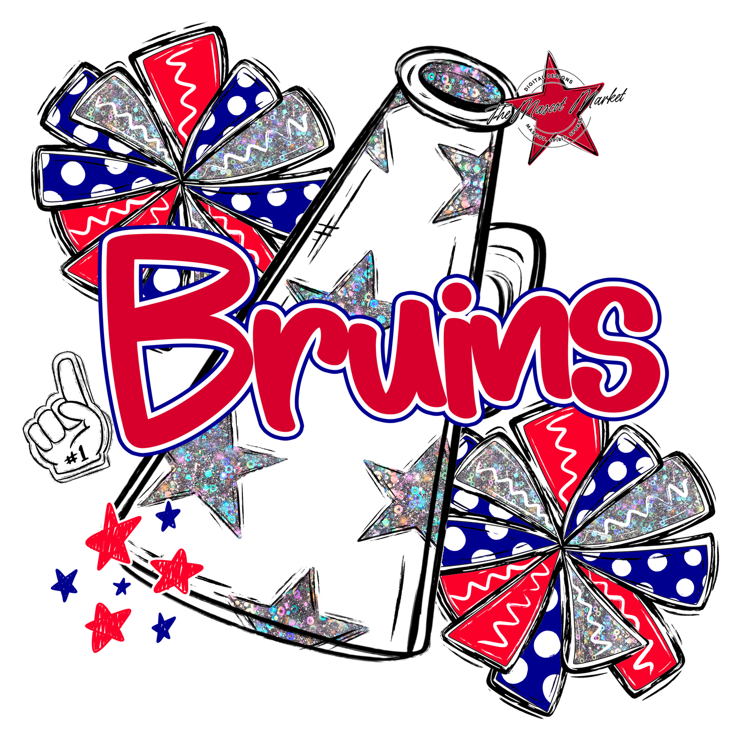 Bruins Alpha Megaphone Design-Blue-Red