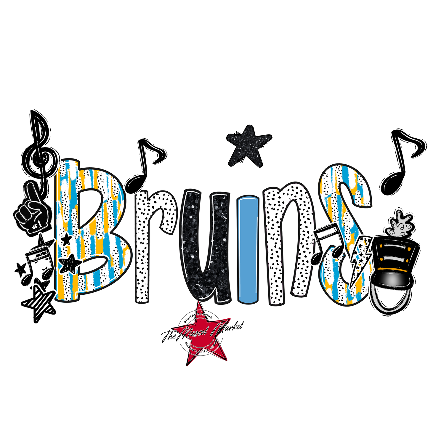 Bruins Band Scrape-Carolina Blue-Yellow