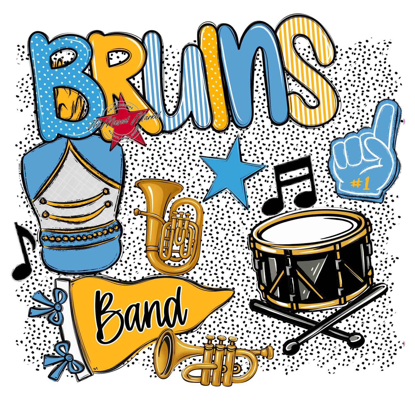 Bruins Band Spirit-Carolina Blue & Yellow