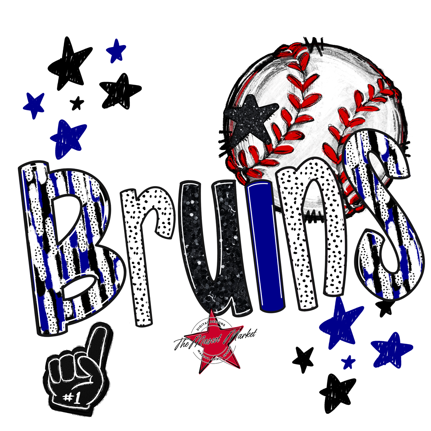 Bruins Baseball Scrape-Blue