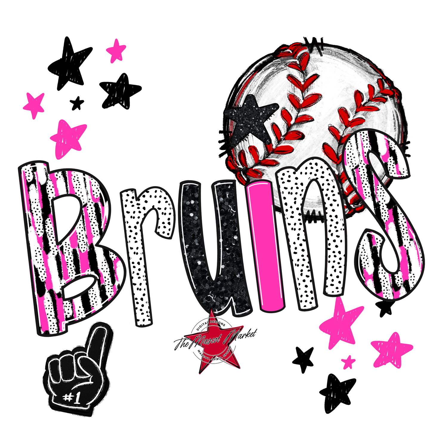 Bruins Baseball Scrape-Pink