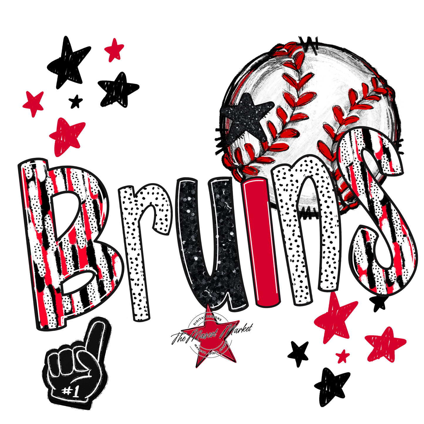 Bruins Baseball Scrape-Red