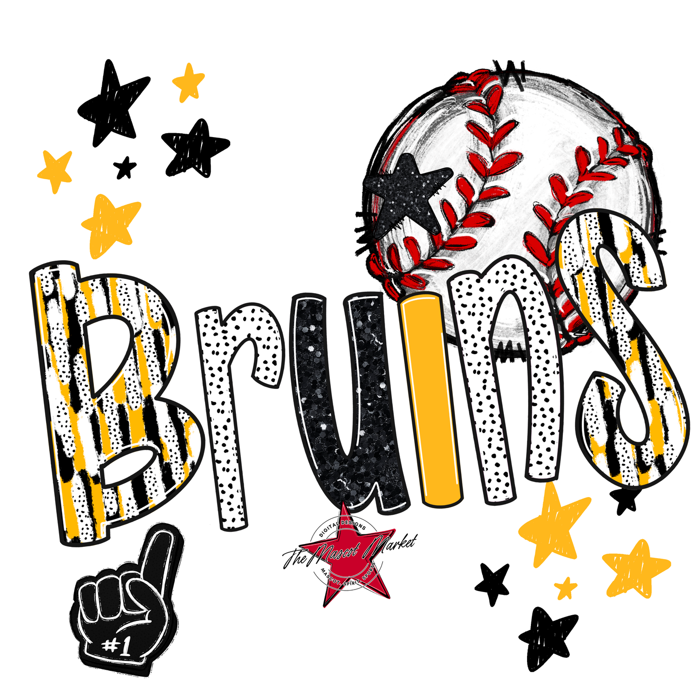 Bruins Baseball Scrape-Yellow