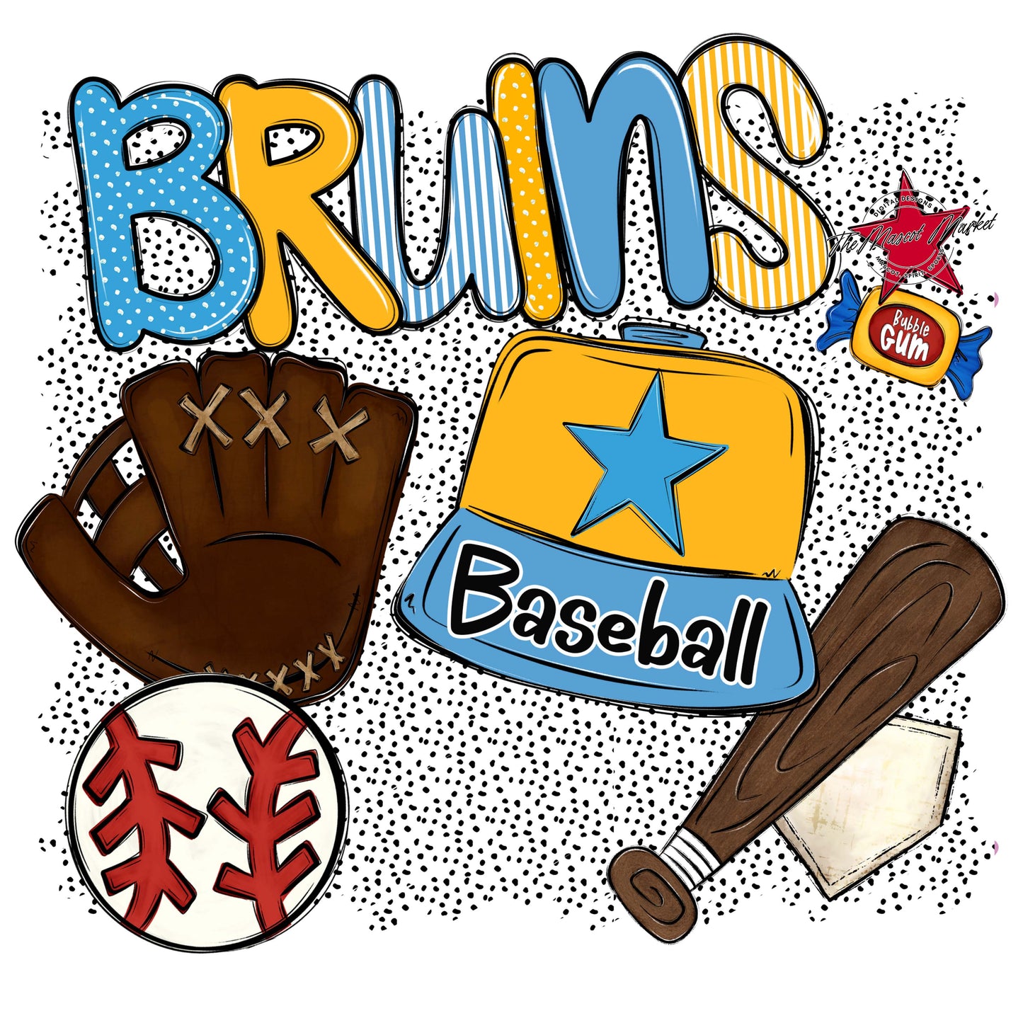 Bruins Baseball Spirit-Carolina Blue & Yellow