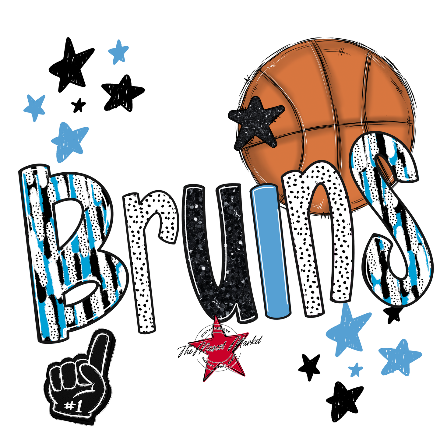 Bruins Basketball Scrape-Carolina Blue