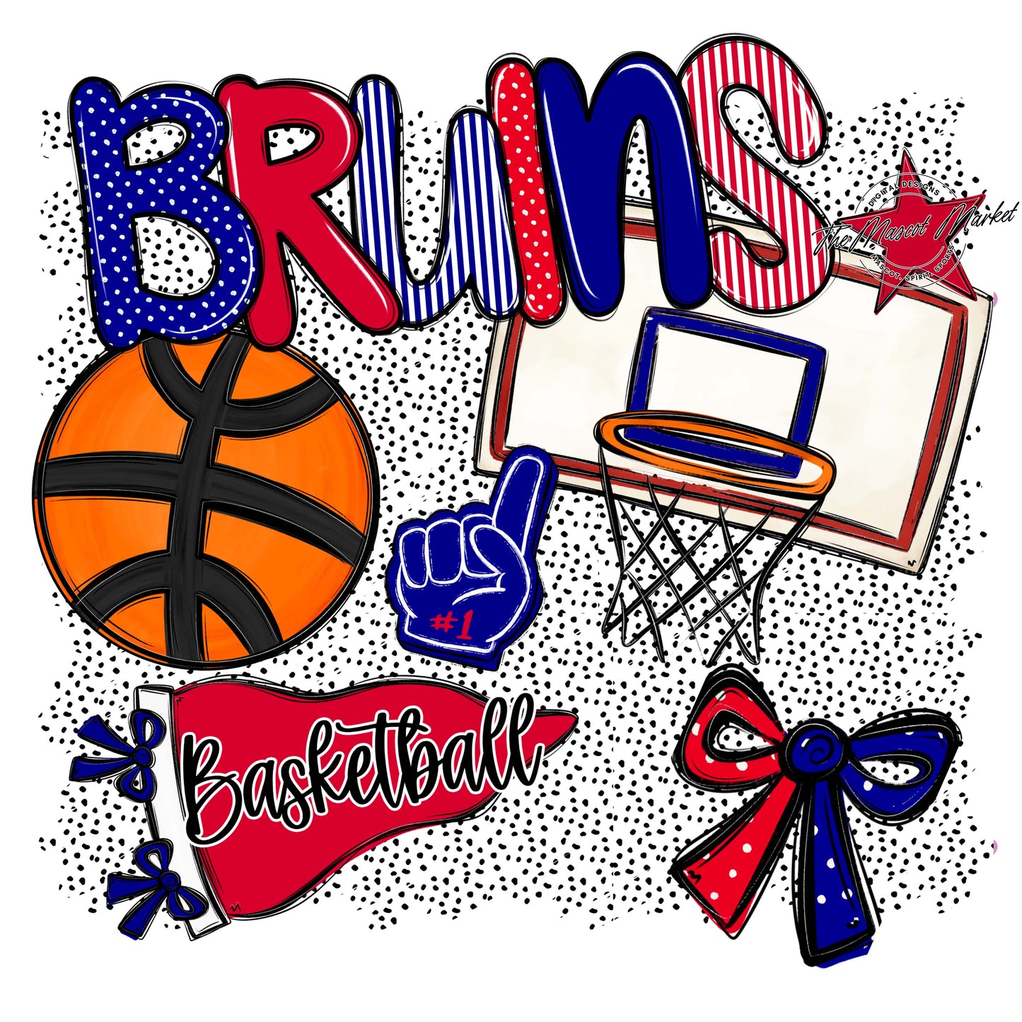 Bruins Basketball Spirit-Blue & Red