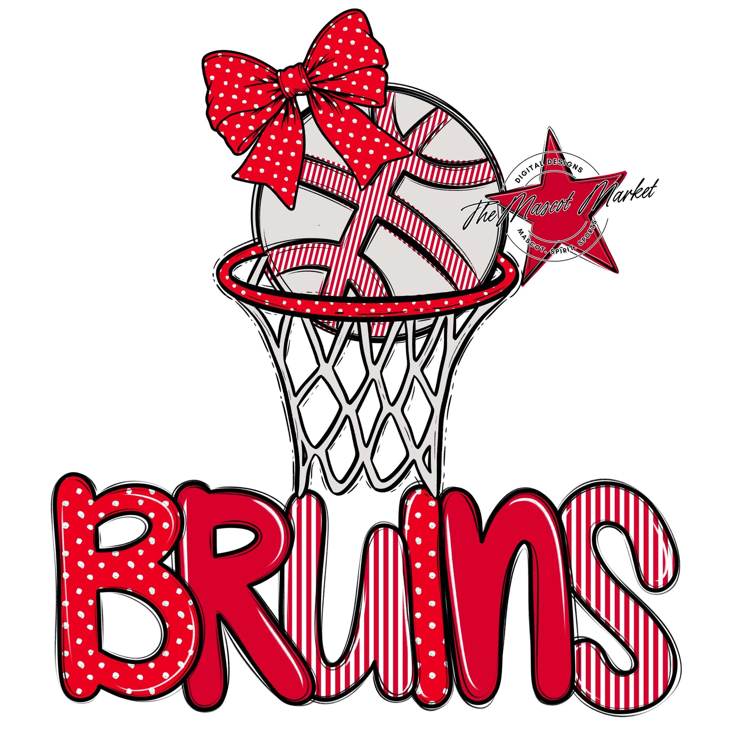 Bruins Basketball Spirit Design-Red