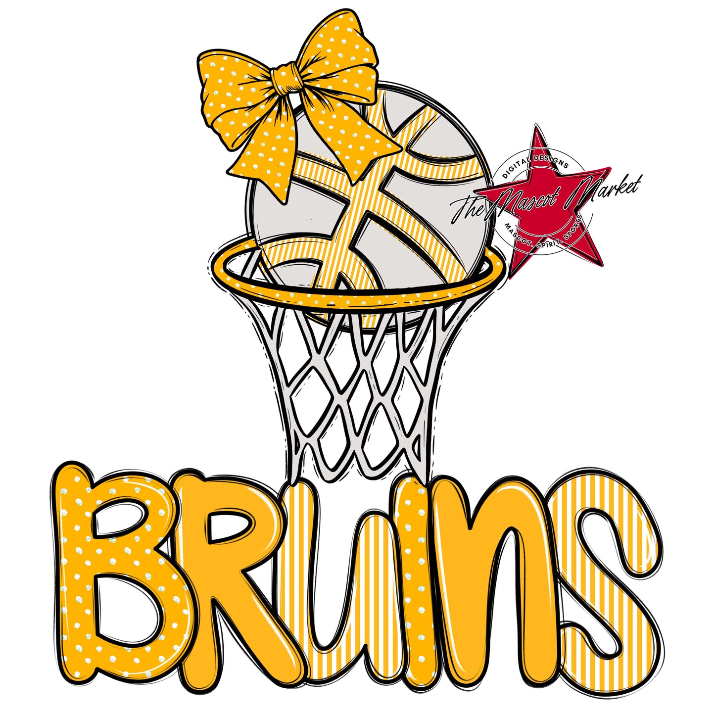 Bruins Basketball Spirit Design-Yellow