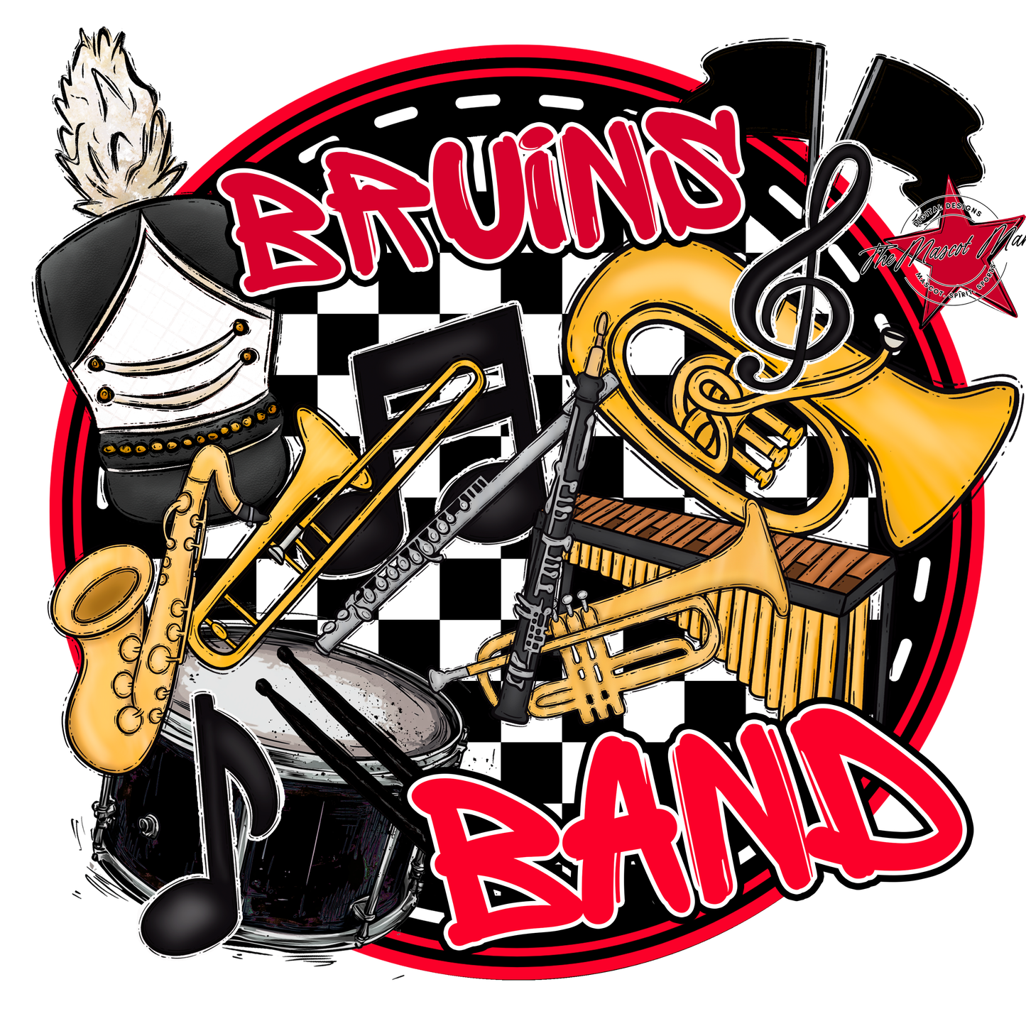 Bruins Circle Band Design-Red