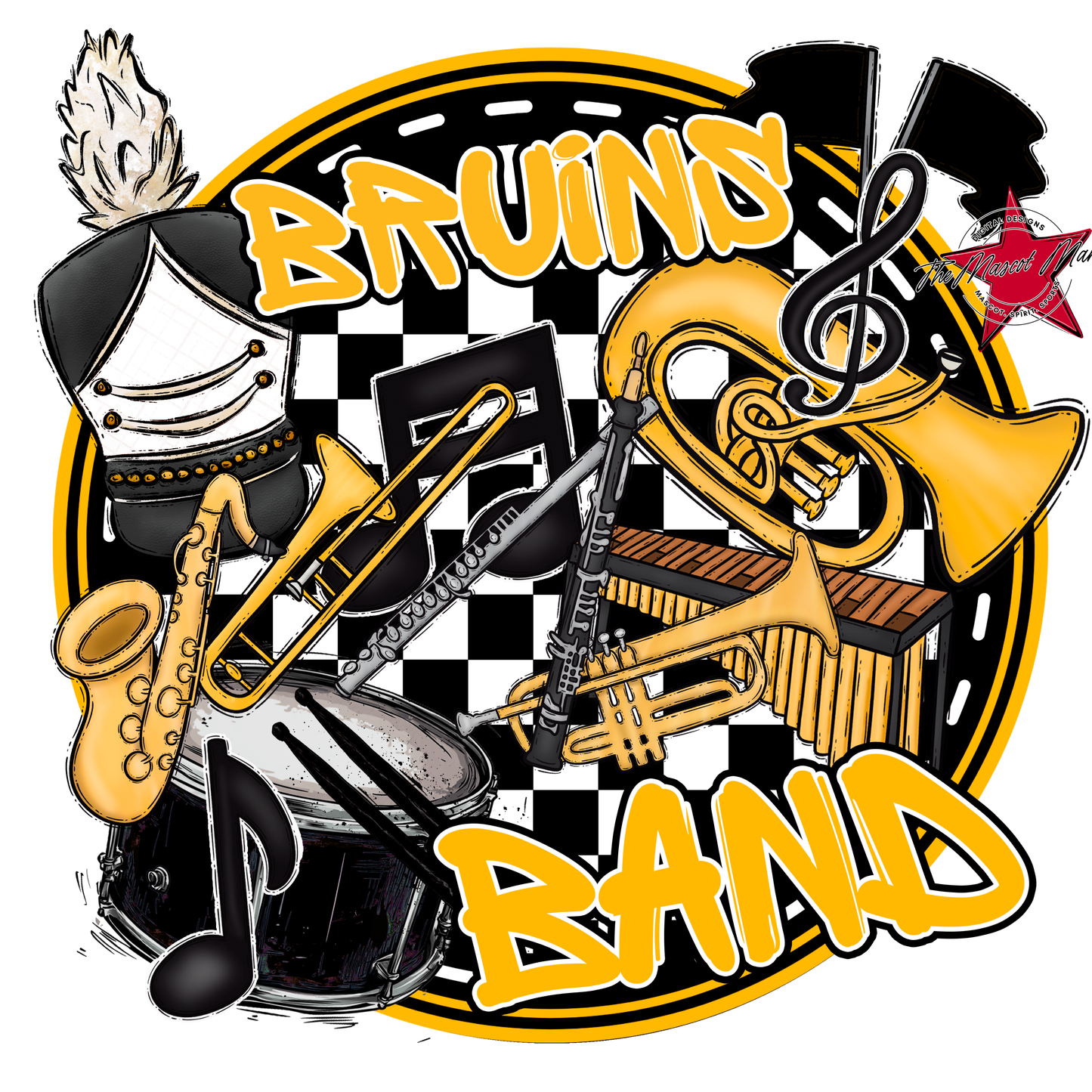Bruins Circle Band Design-Yellow