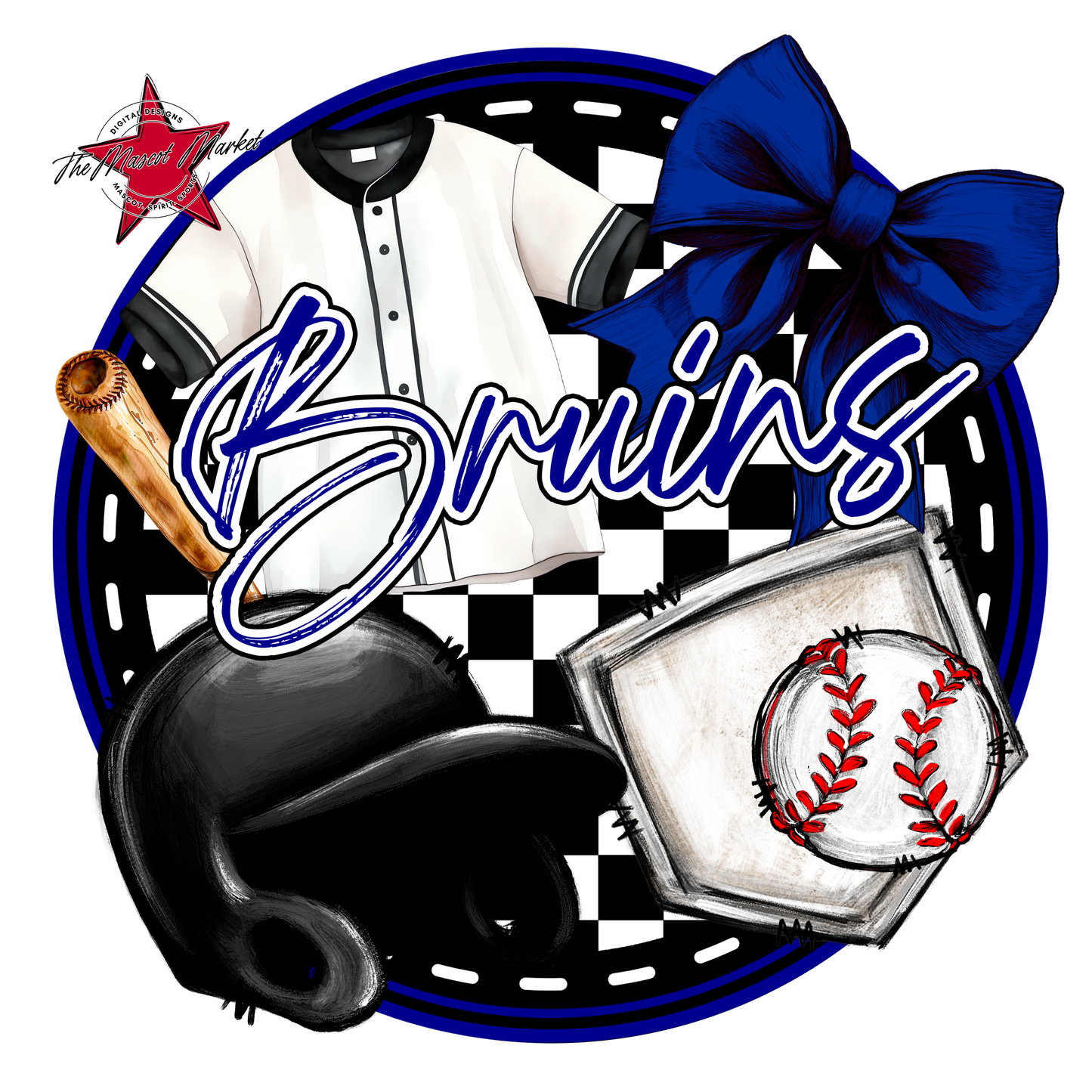 Bruins Circle Baseball Design-Blue