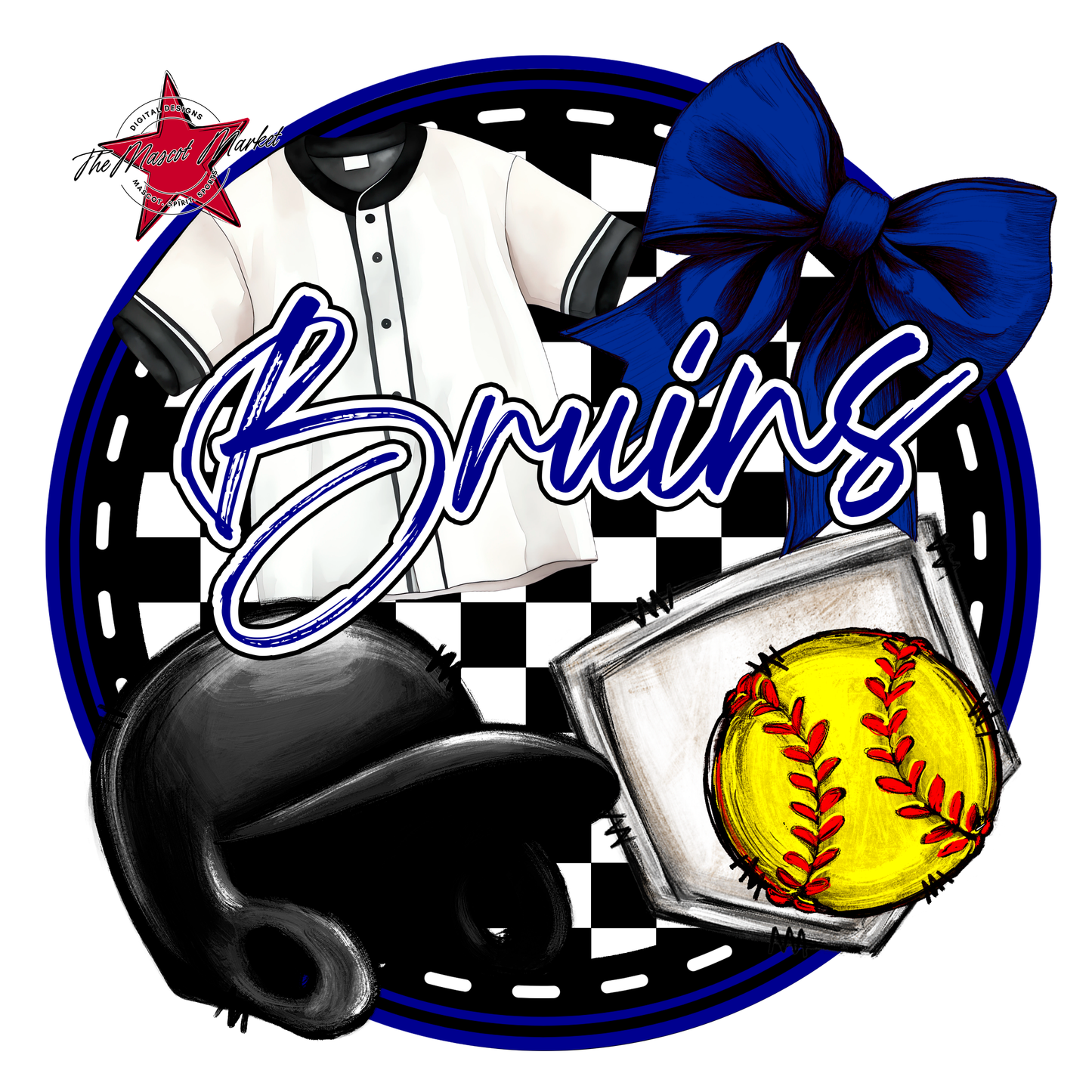 Bruins Circle Softball Design-Blue