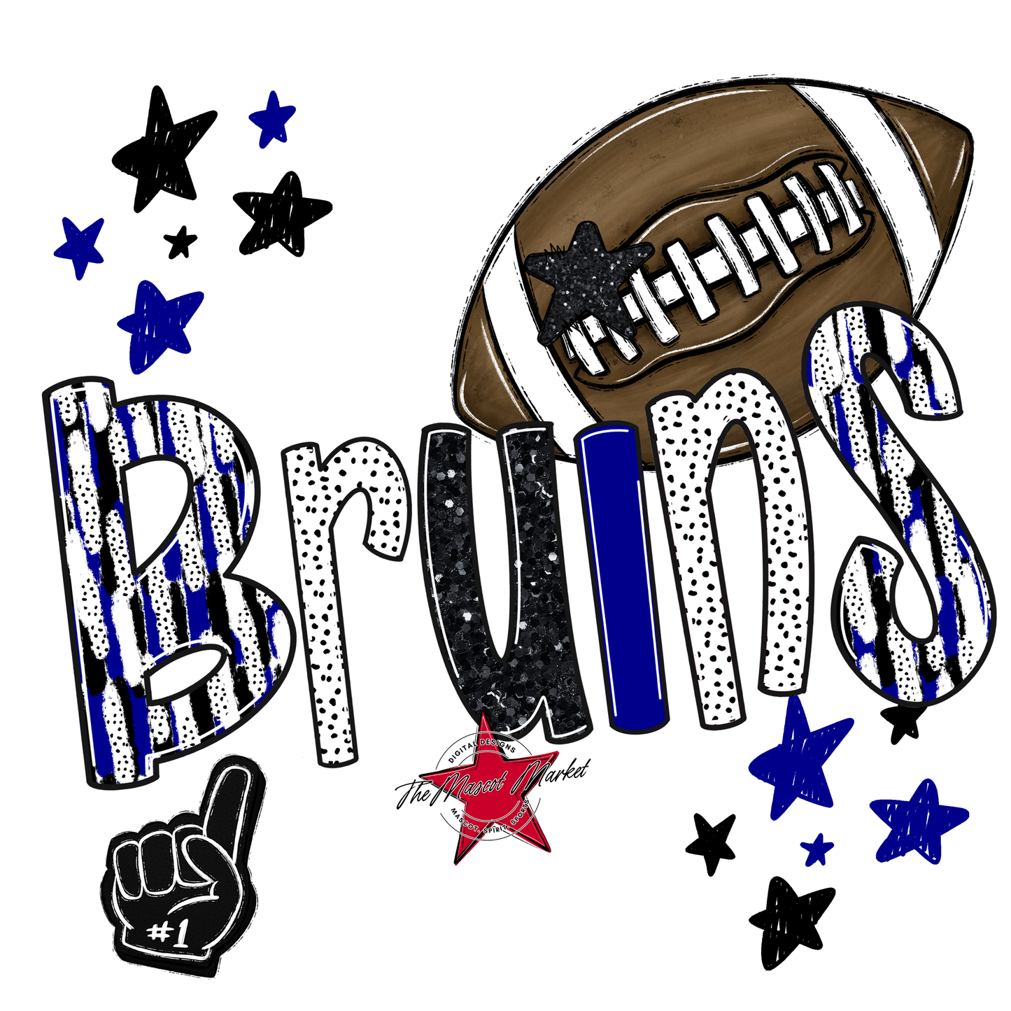Bruins Football Scrape-Blue