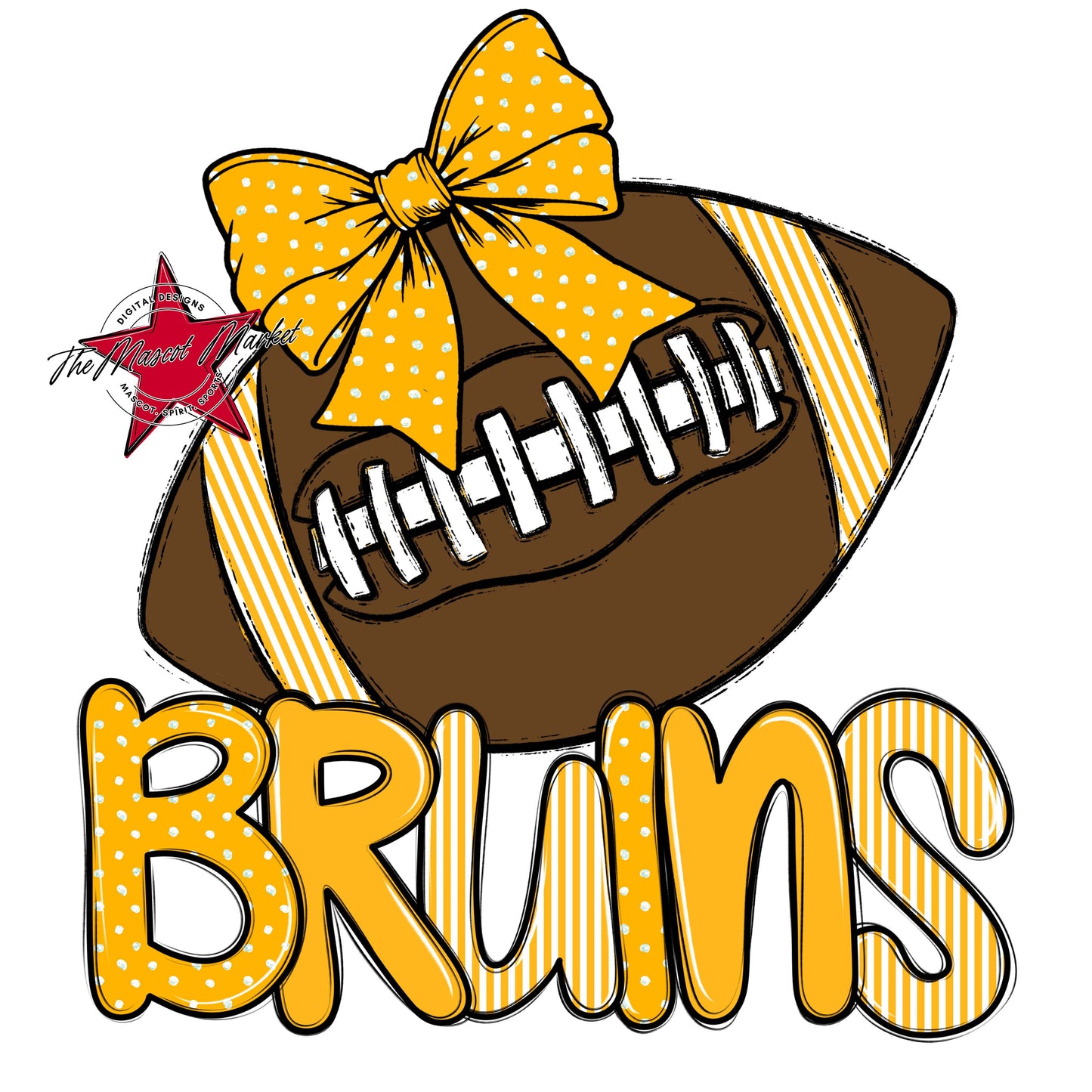 Bruins Football Spirit Design-Yellow