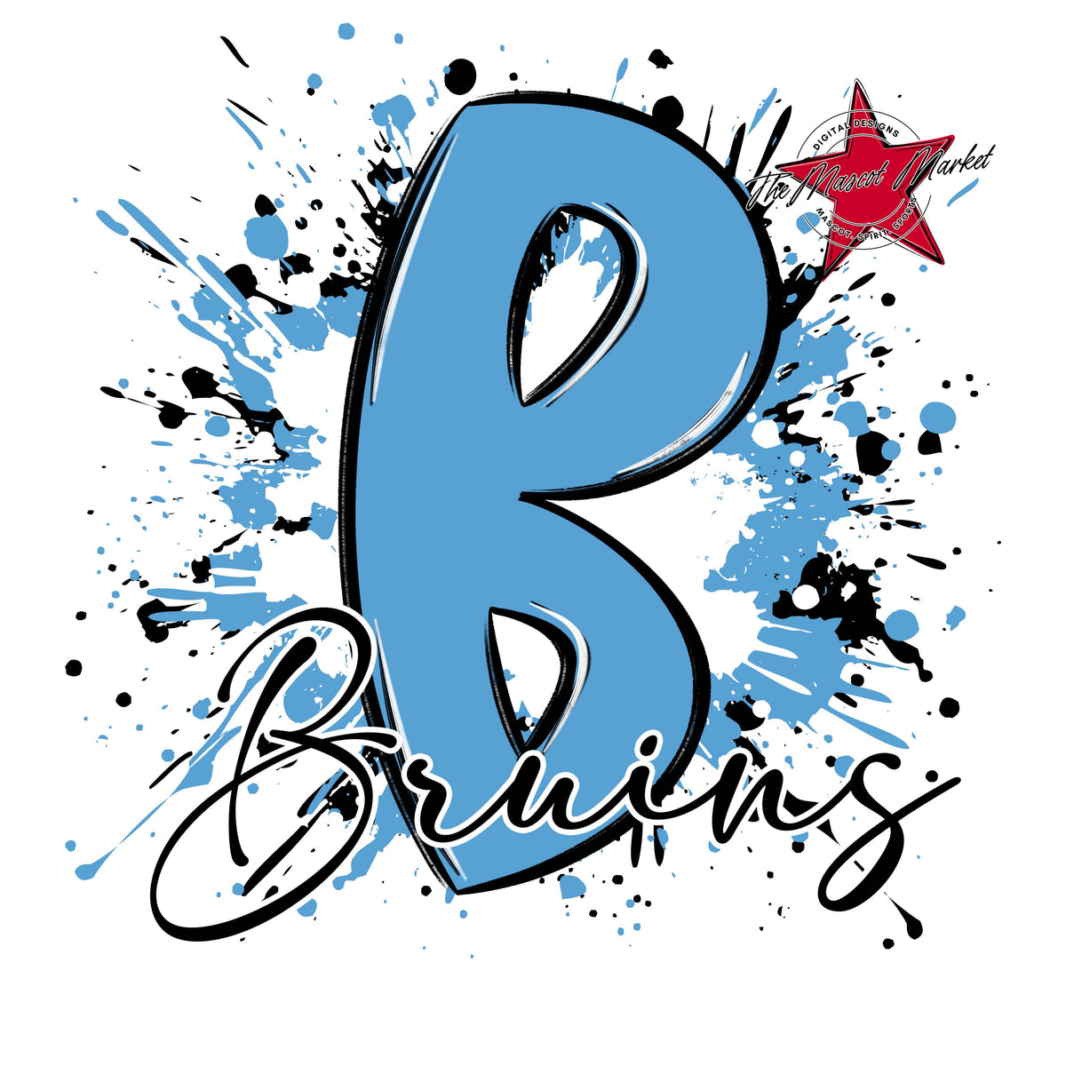 Bruins Mascot Splatter-Carolina Blue