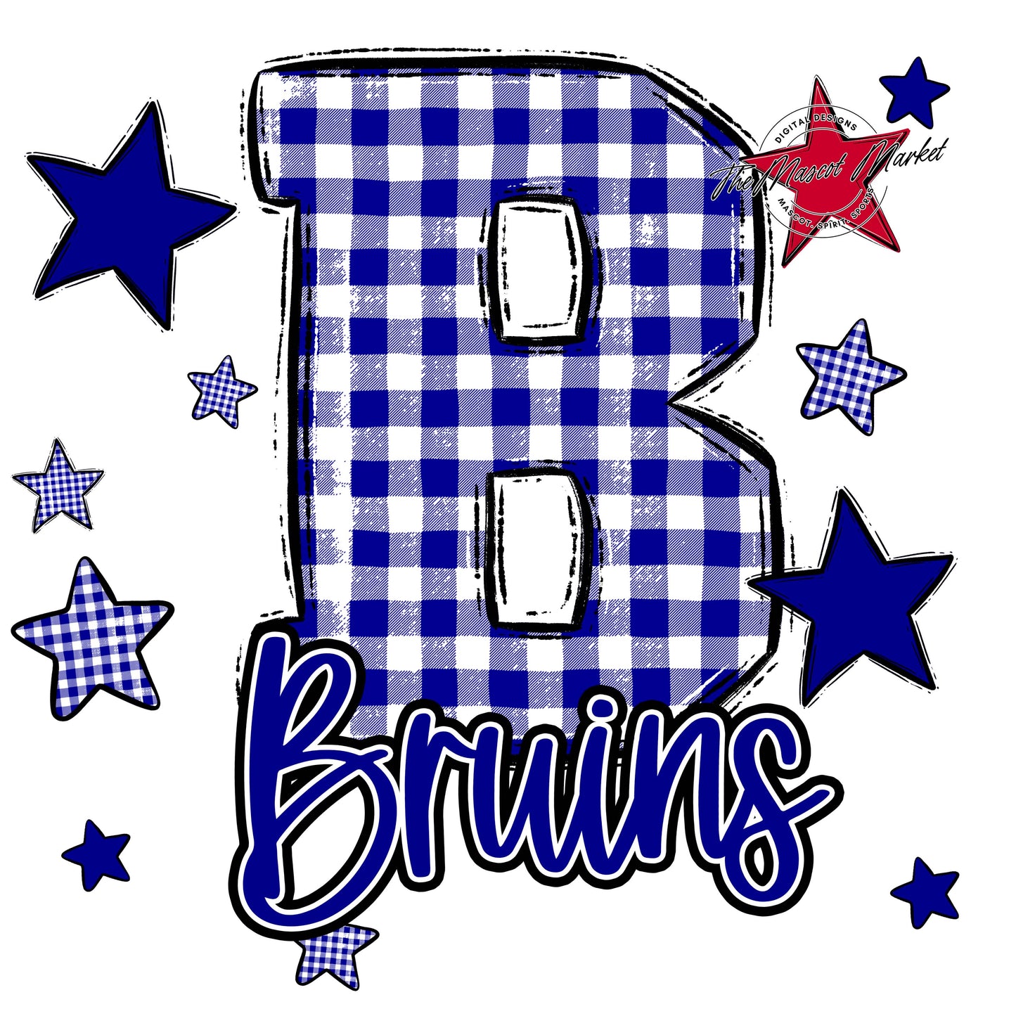 Bruins Plaid Star Design-Blue