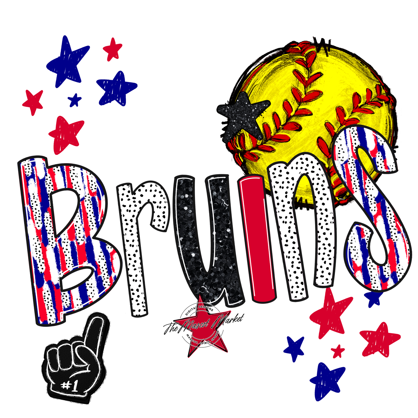 Bruins Softball Scrape-Blue-Red