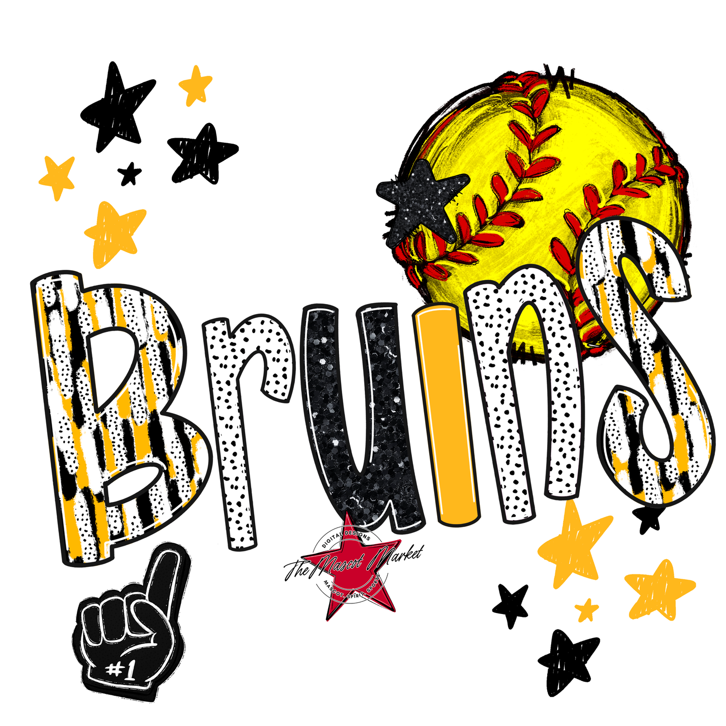 Bruins Softball Scrape-Yellow