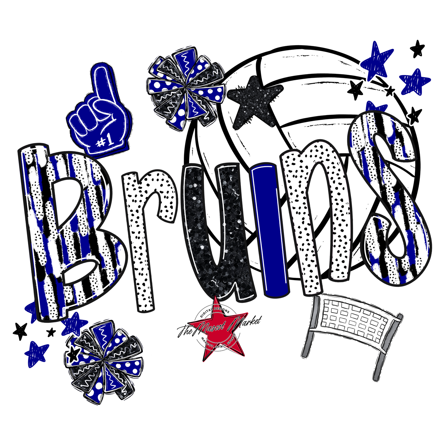 Bruins Volleyball Scrape-Blue