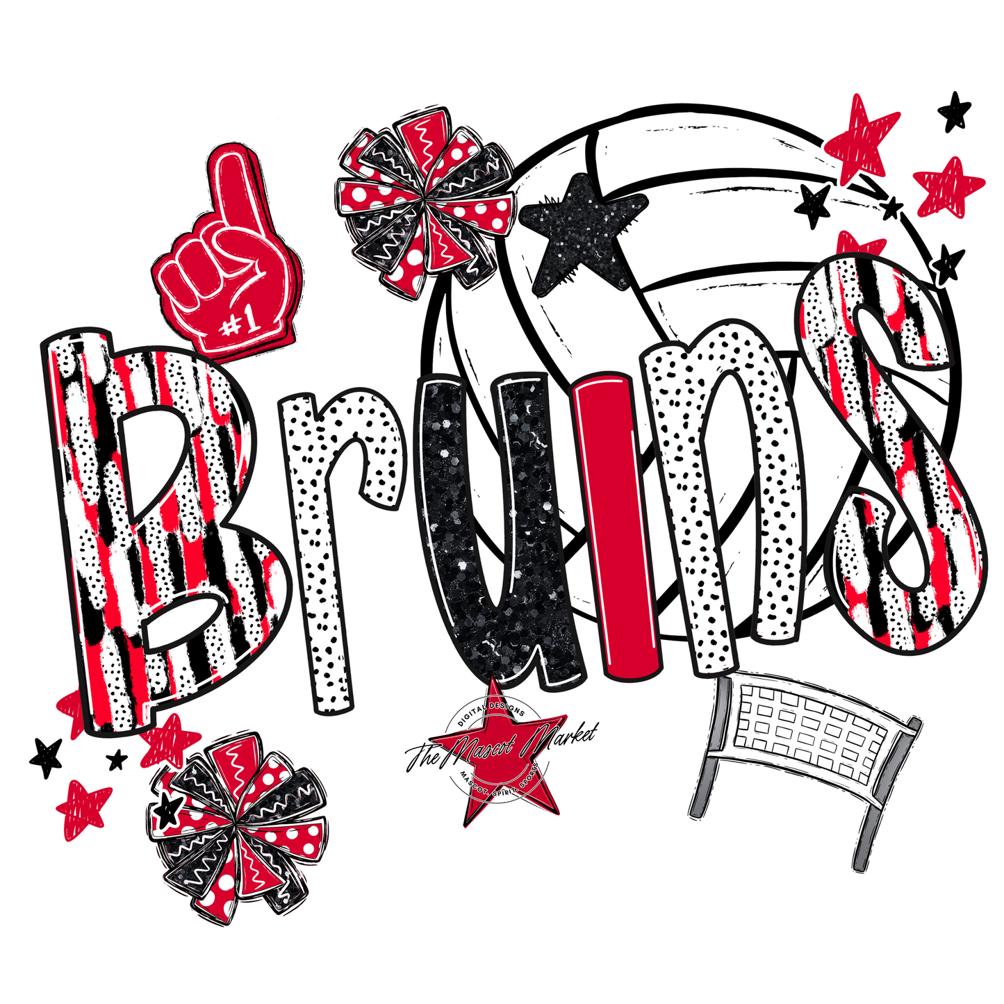 Bruins Volleyball Scrape-Red