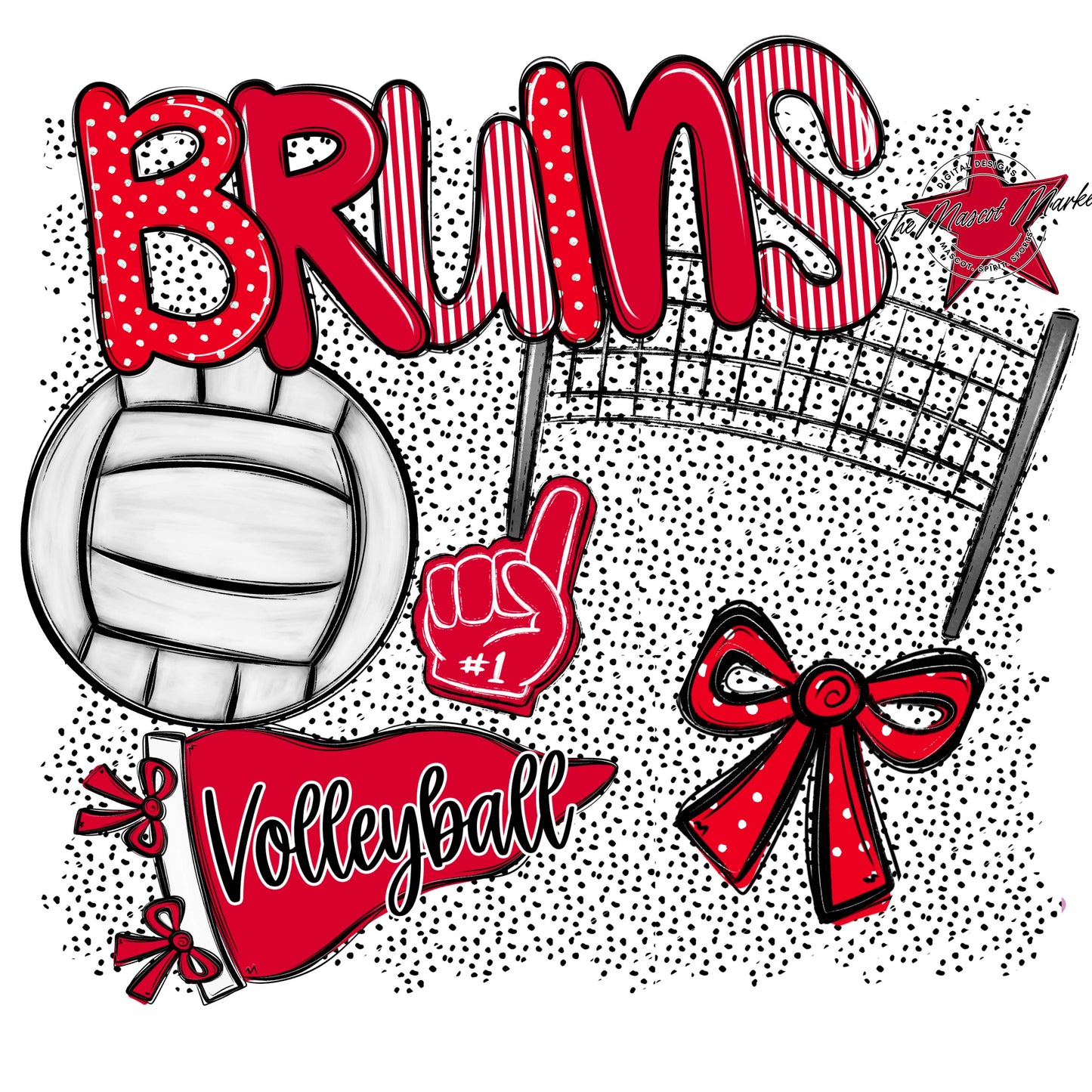 Bruins Volleyball Spirit-Red