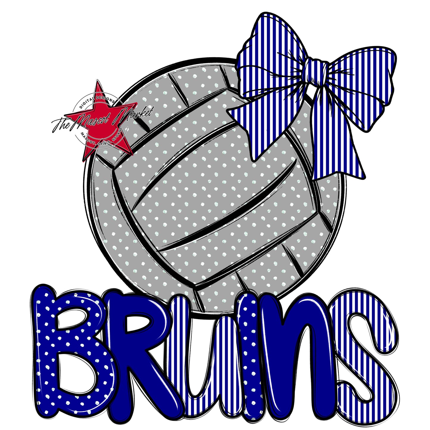 Bruins Volleyball Spirit Design-Blue