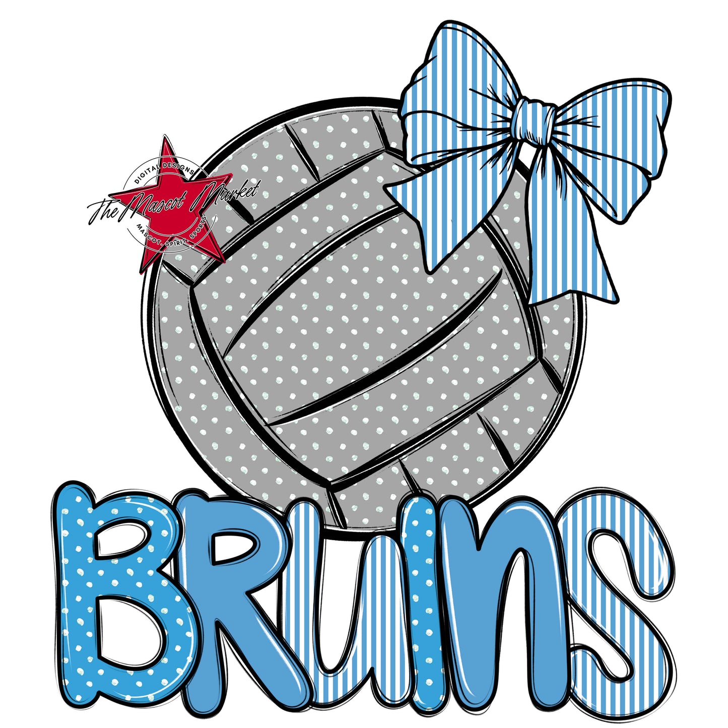 Bruins Volleyball Spirit Design-Carolina Blue